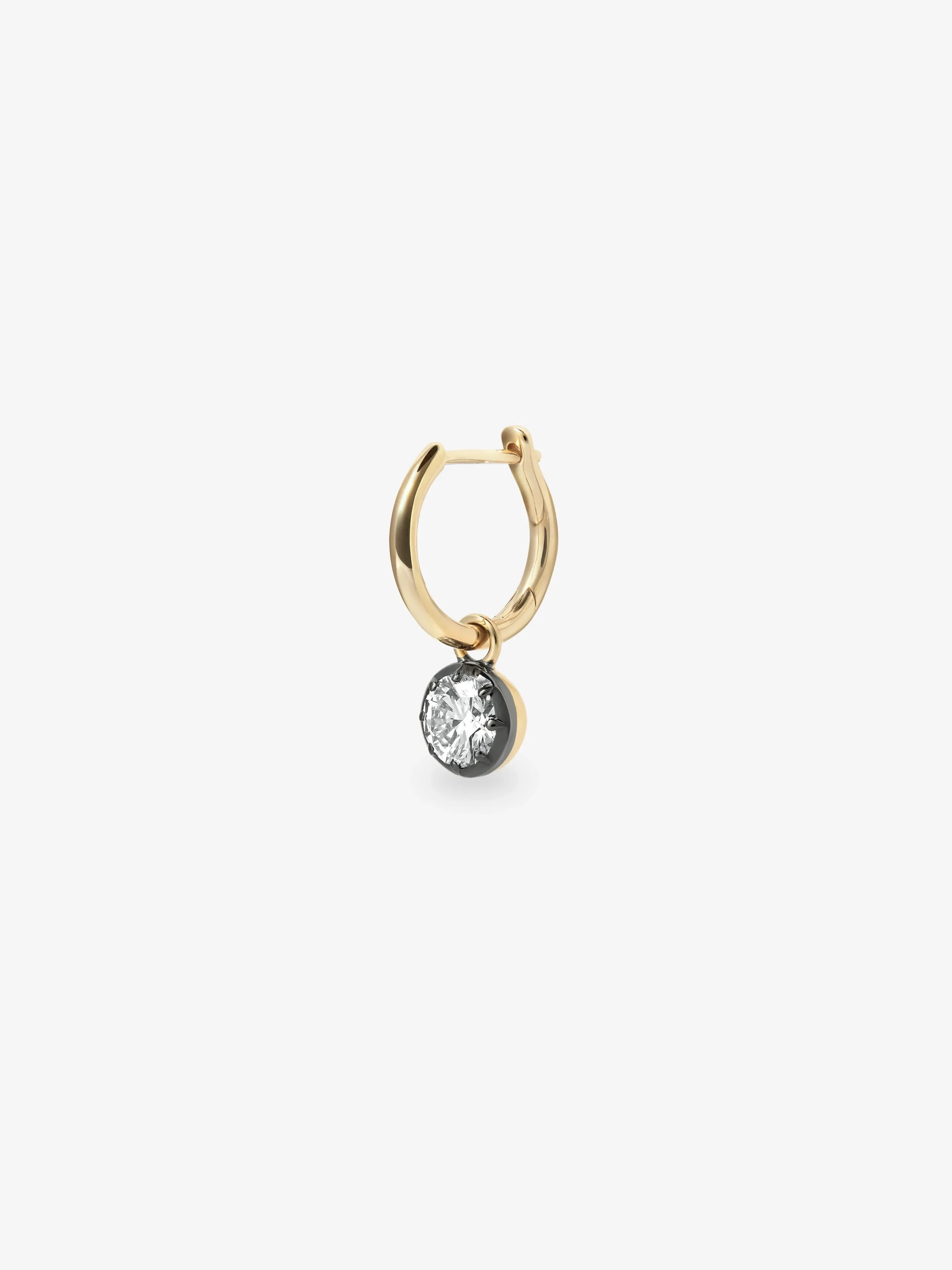 0.20ct Diamond & Blackened Gold Single Gypset Hoop Earring - Image 2