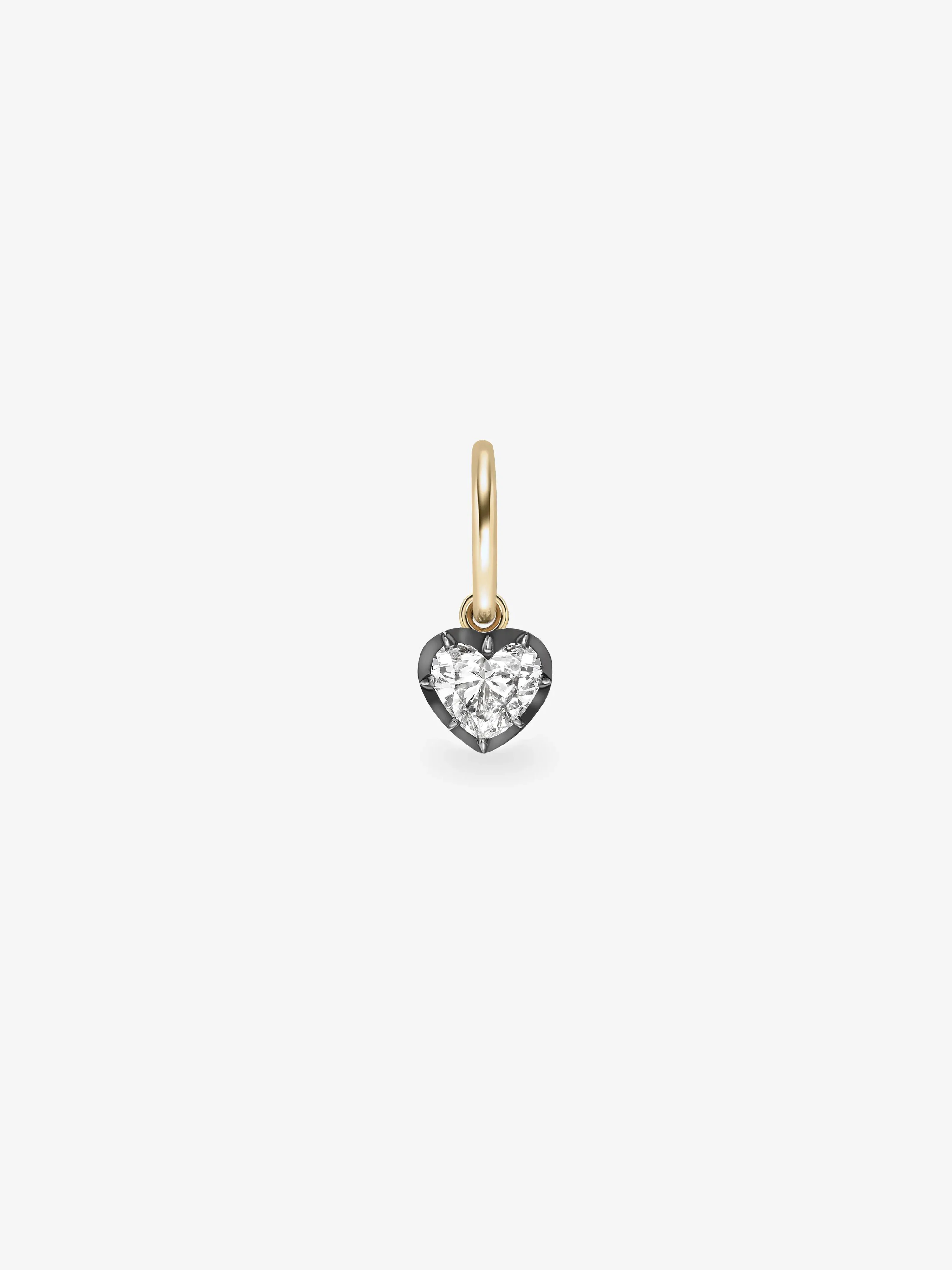 0.70ct Heart-Shaped Diamond & Blackened Gold Single Gypset Hoop Earring