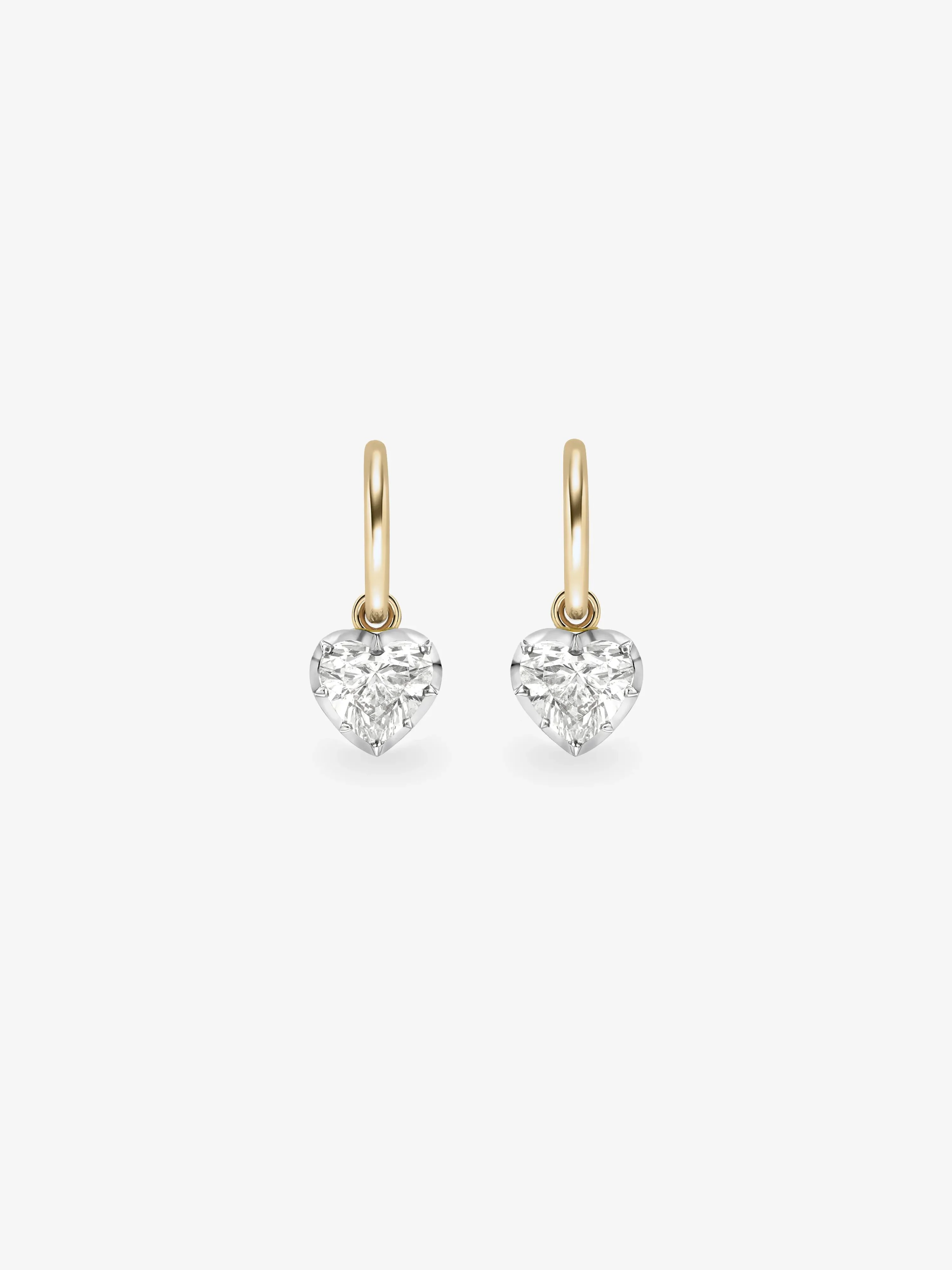 0.70ct Heart-Shaped Diamond & White Gold Gypset Hoop Earrings