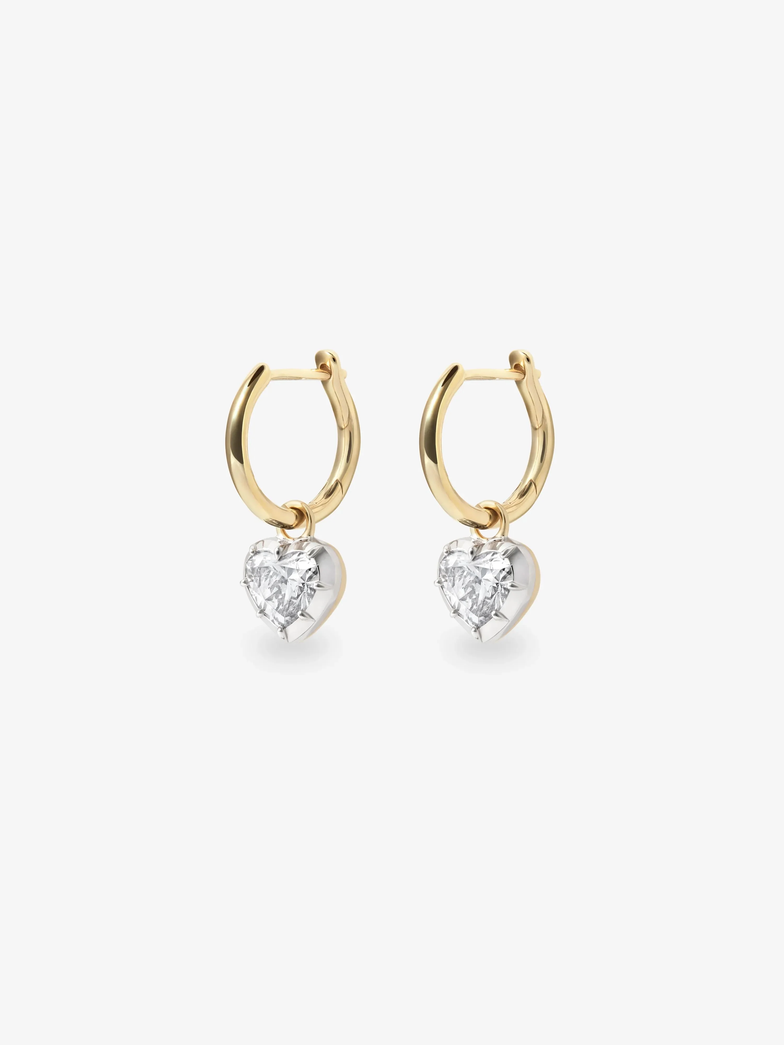 0.70ct Heart-Shaped Diamond & White Gold Gypset Hoop Earrings - Image 2