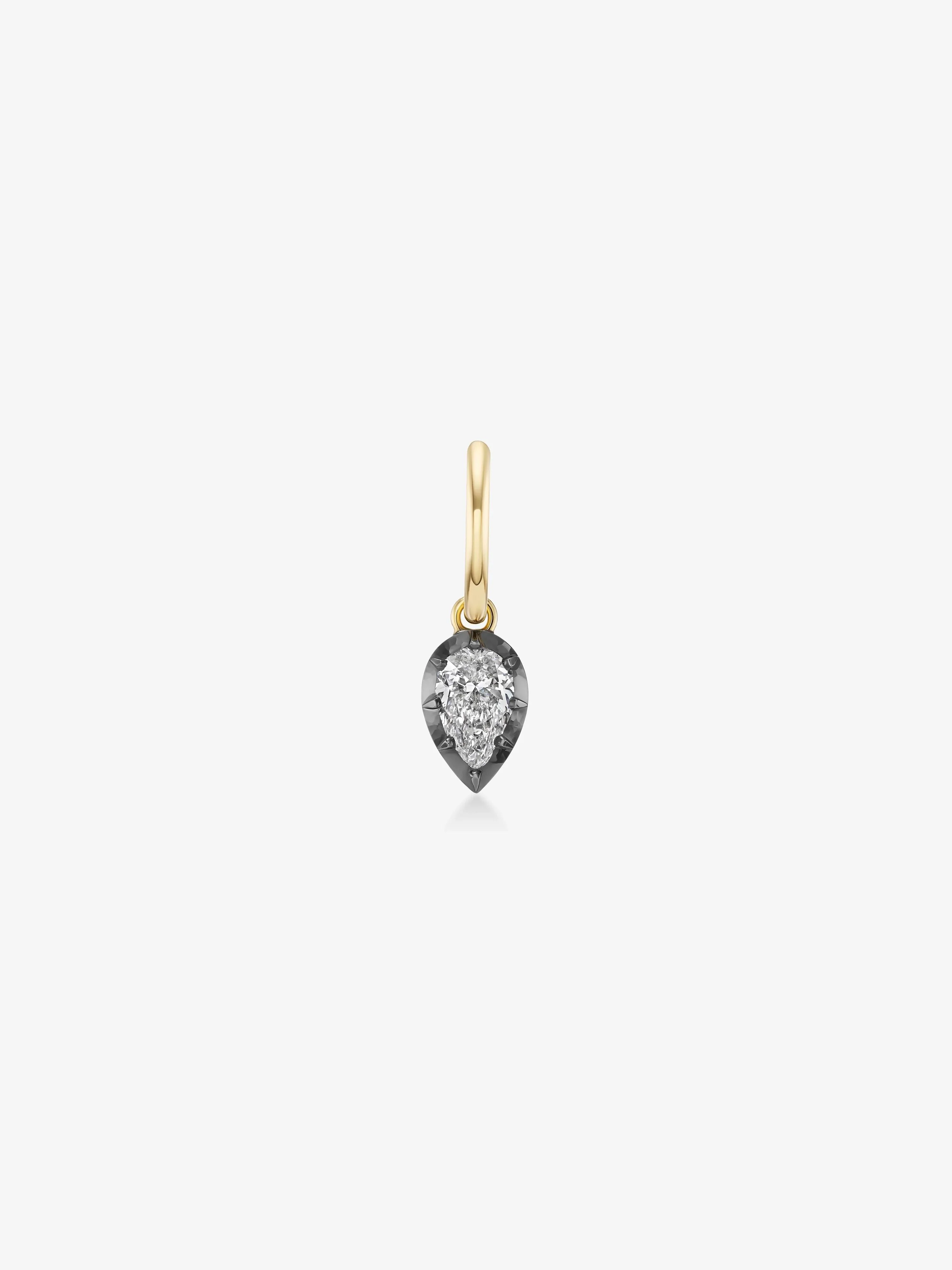 0.70ct Pear-Shaped Diamond & Blackened White Gold Point Down Single Gypset Hoop Earring