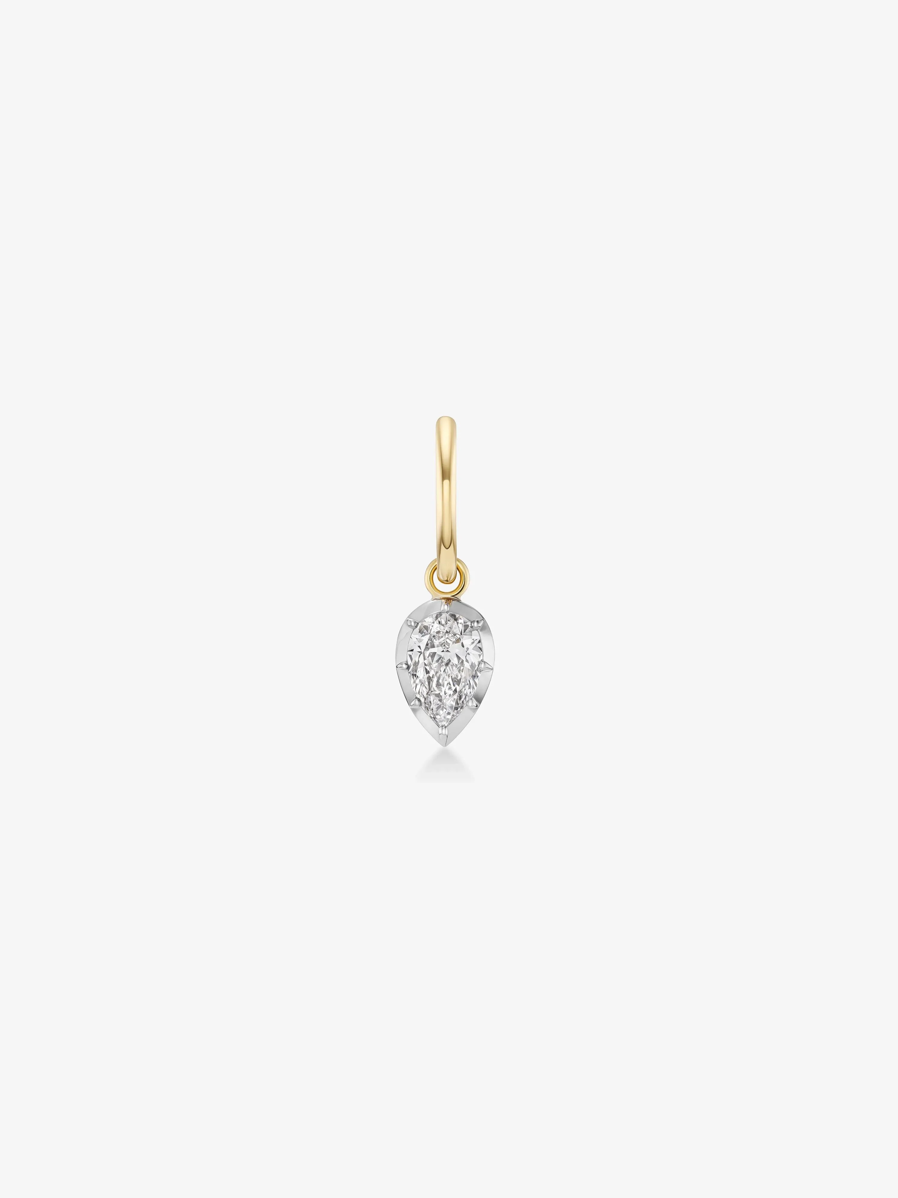 0.70ct Pear-Shaped Diamond & White Gold Point Down Single Gypset Hoop Earring