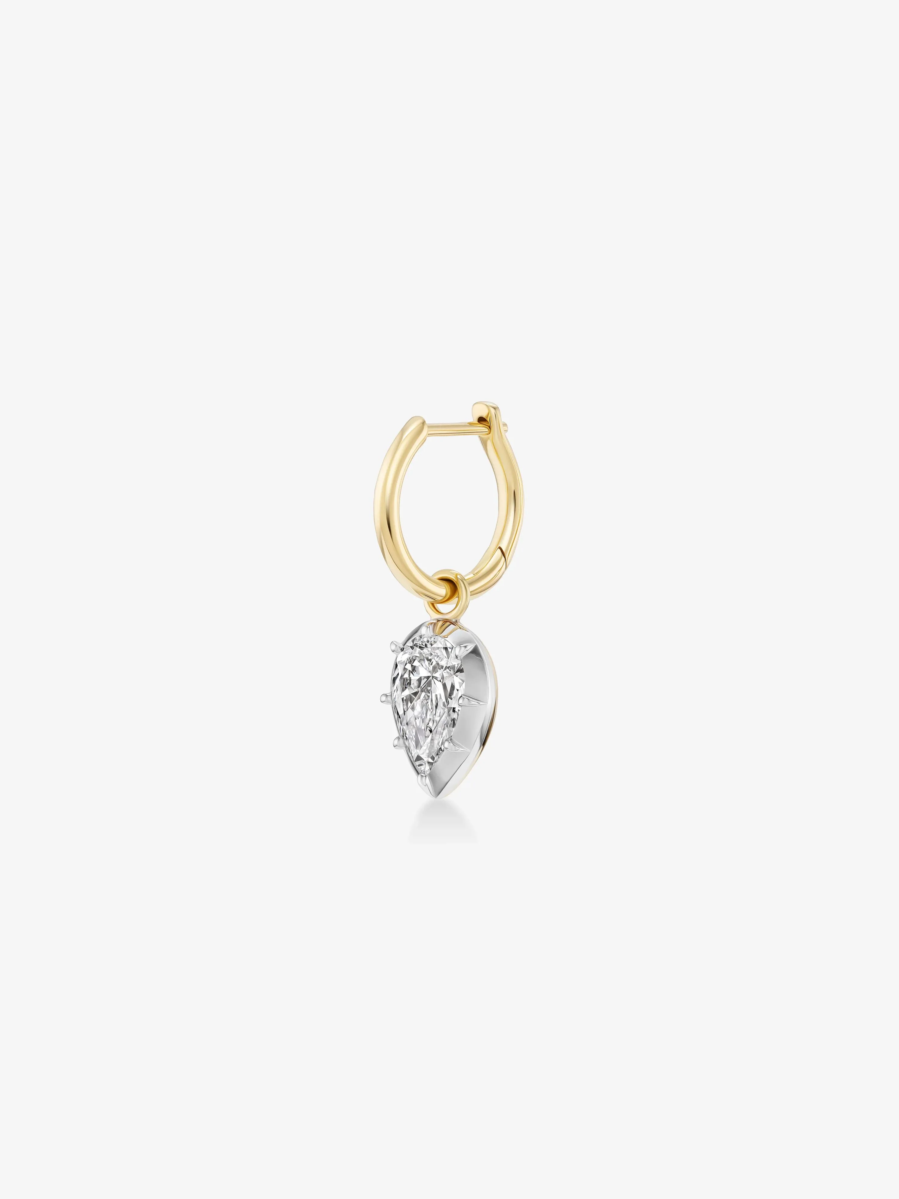 0.70ct Pear-Shaped Diamond & White Gold Point Down Single Gypset Hoop Earring - Image 2