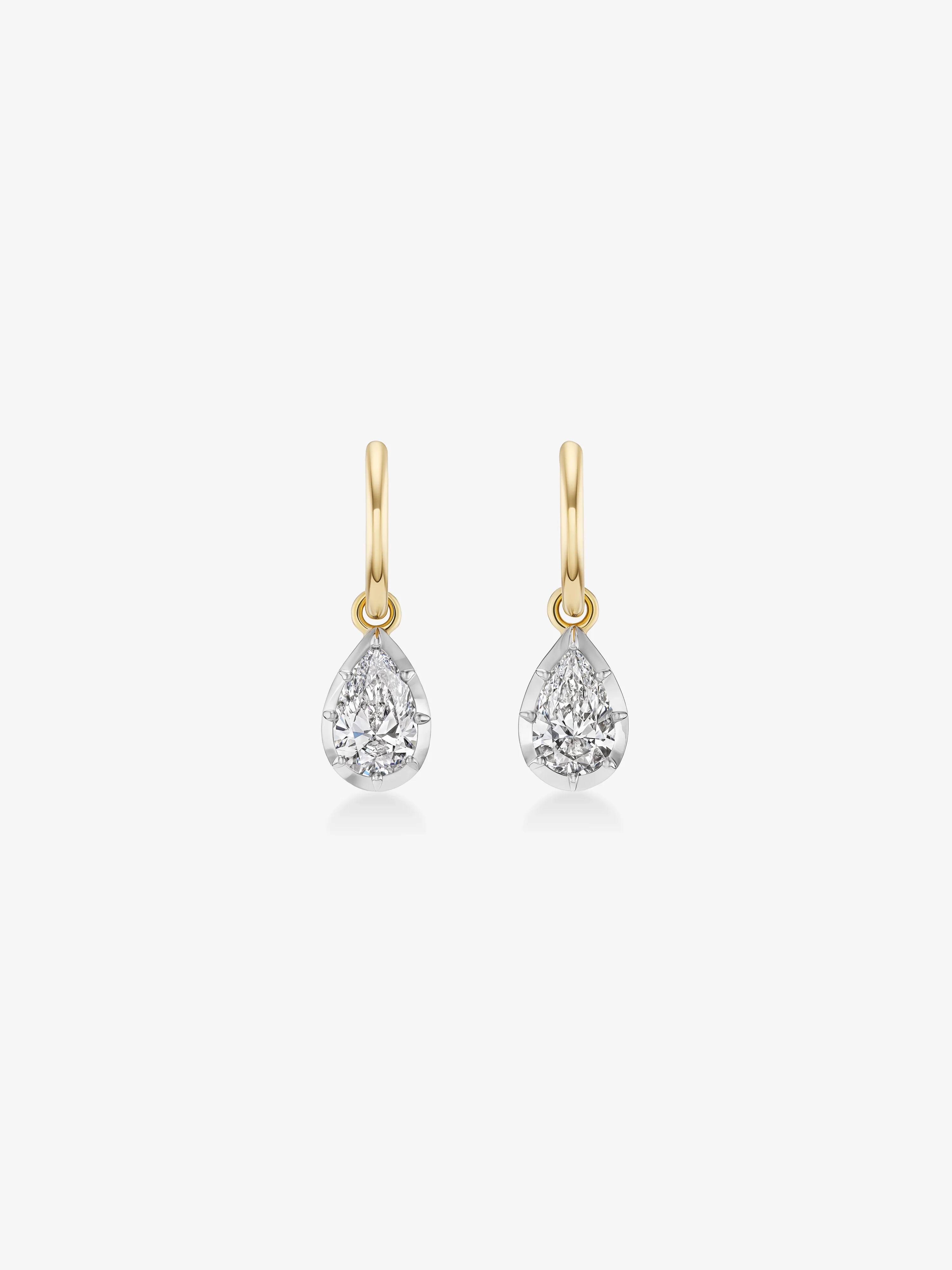 0.70ct Pear-Shaped Diamond & White Gold Point Up Gypset Hoop Earrings