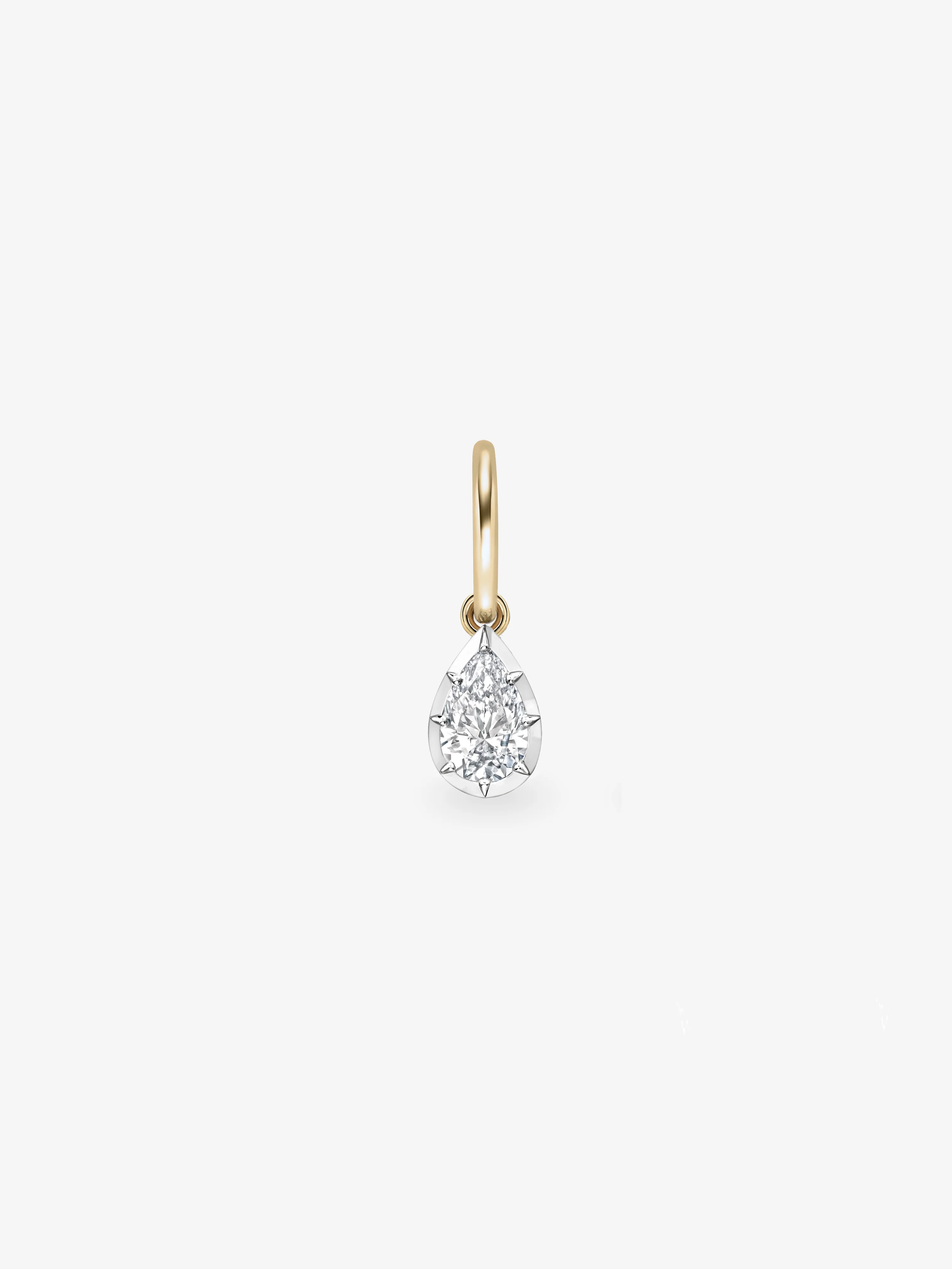 0.70ct Pear-Shaped Diamond & White Gold Point Up Single Gypset Hoop Earring