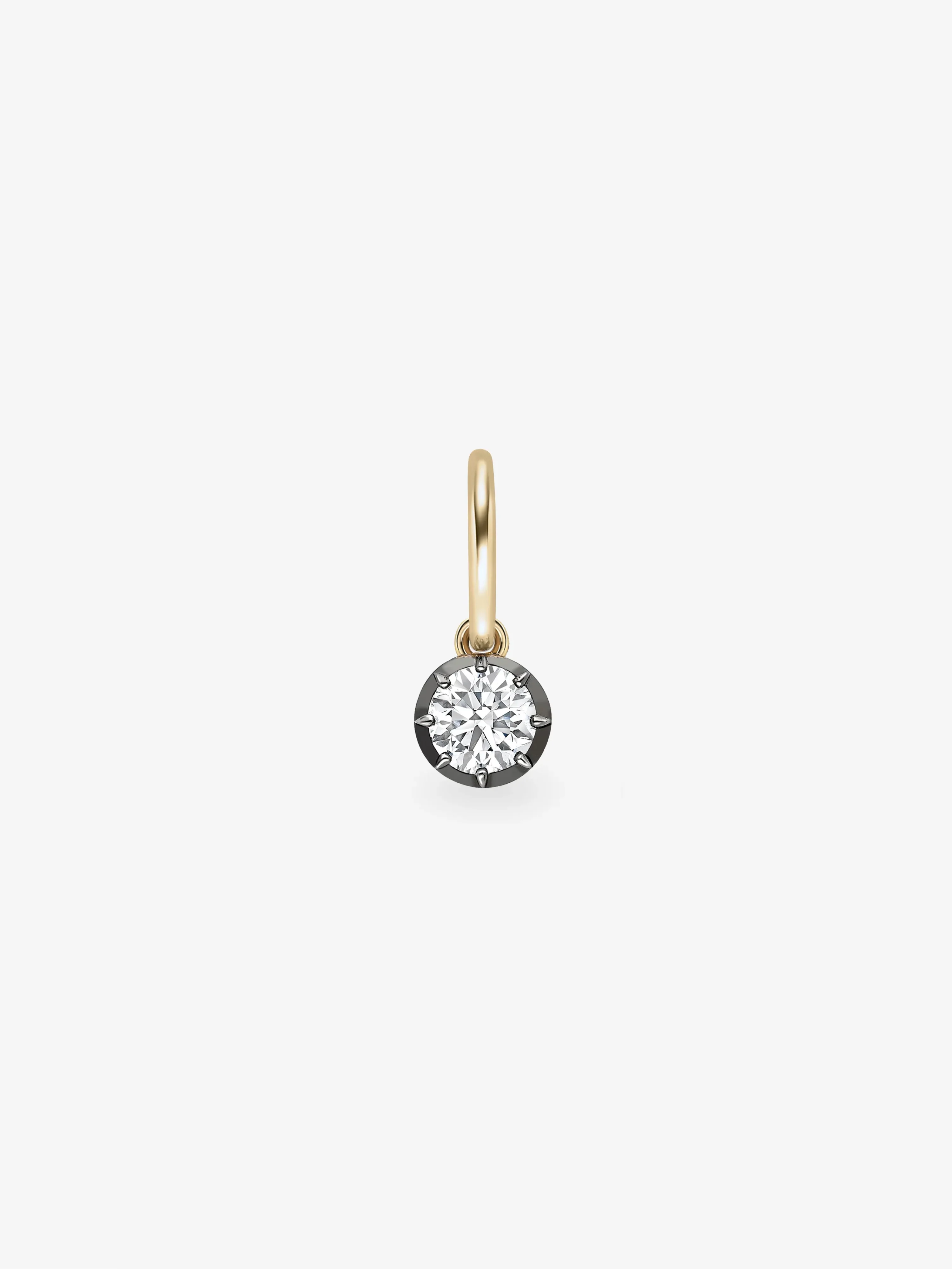 0.90ct Single Diamond & Blackened Gold Gypset Hoop Earring
