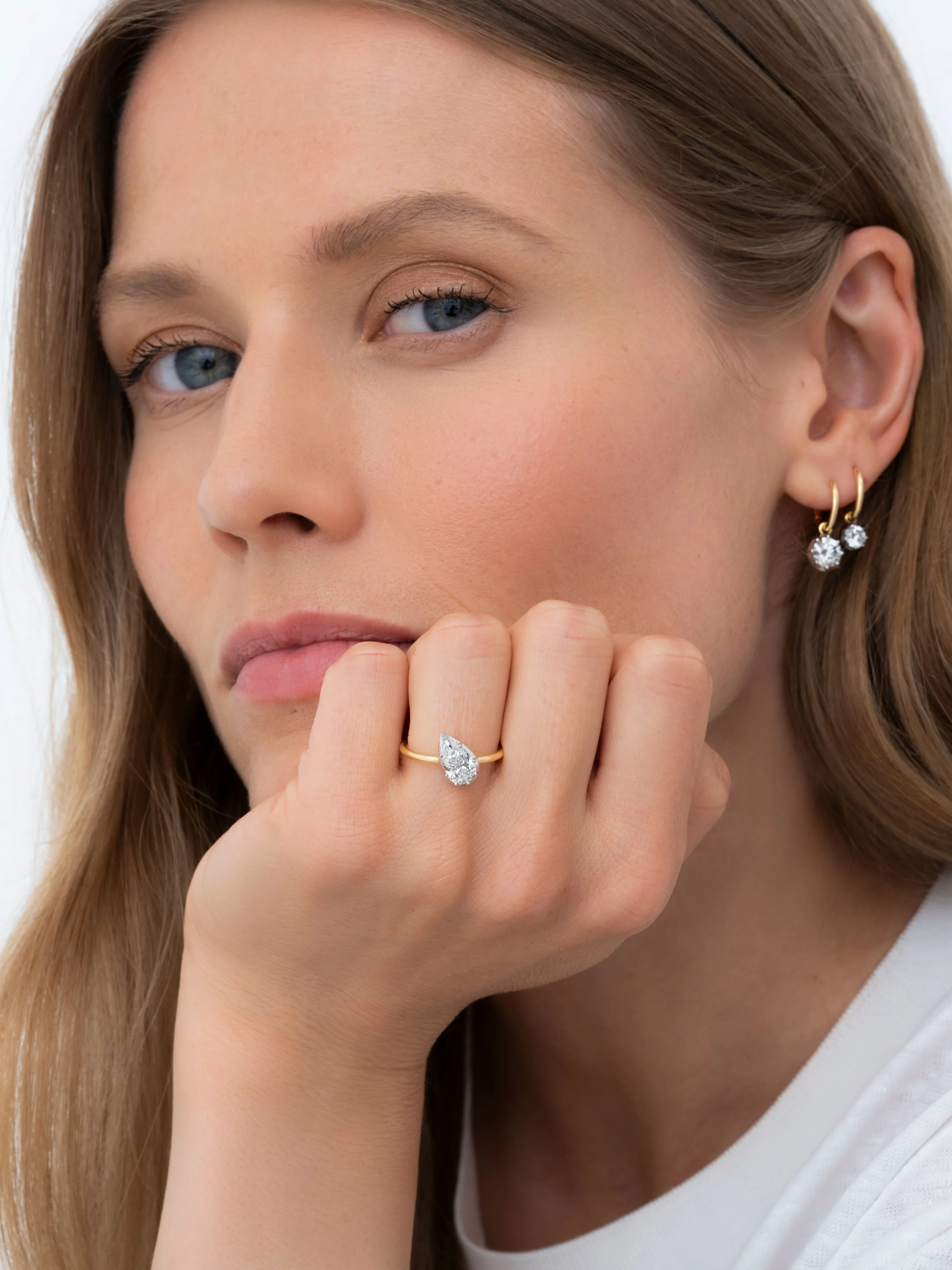 1.21ct Tilted Pear Diamond Button Back Ring - Image 3