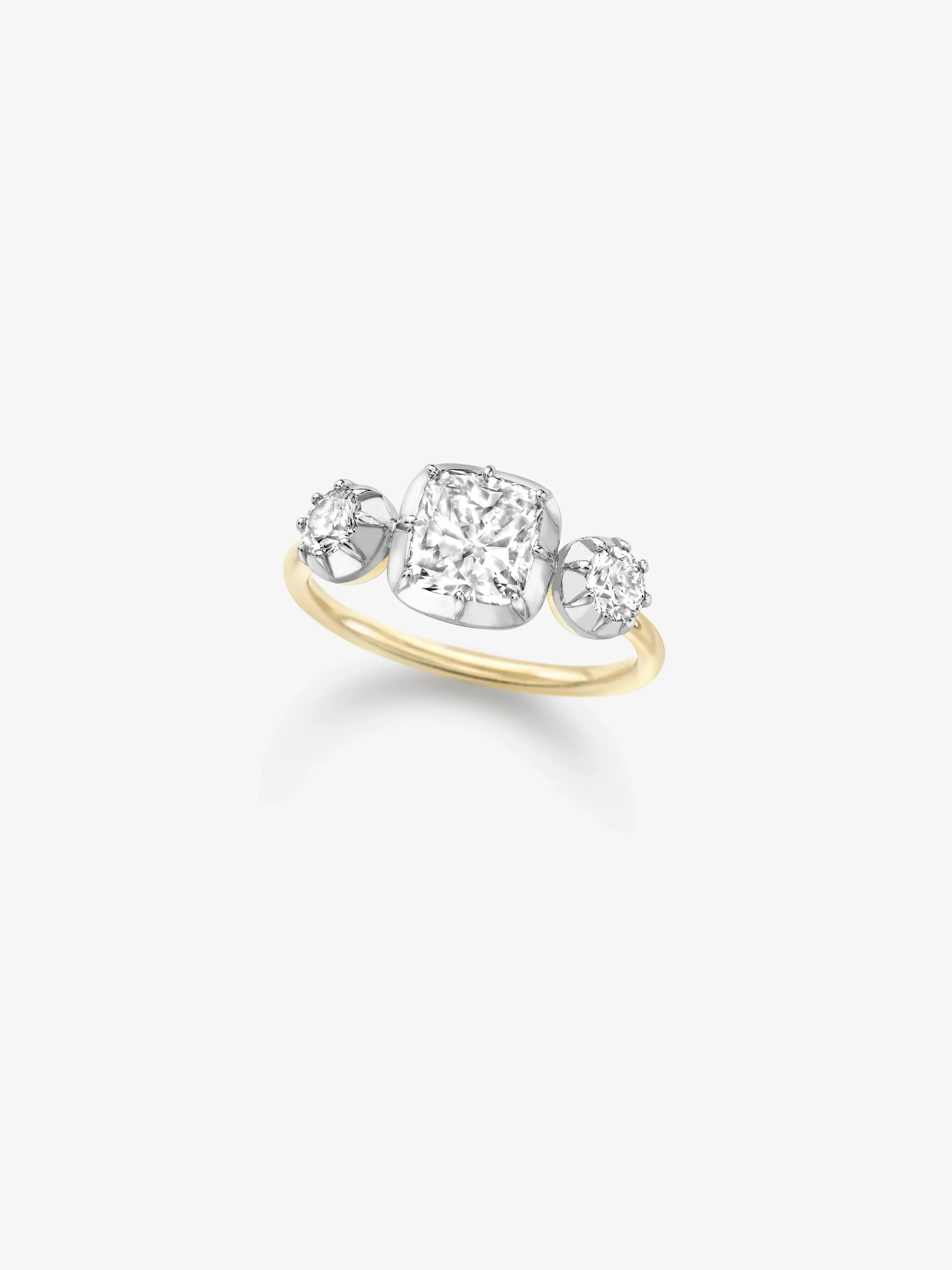 1.51ct Three Stone Cushion Diamond Button Back Ring - Image 2