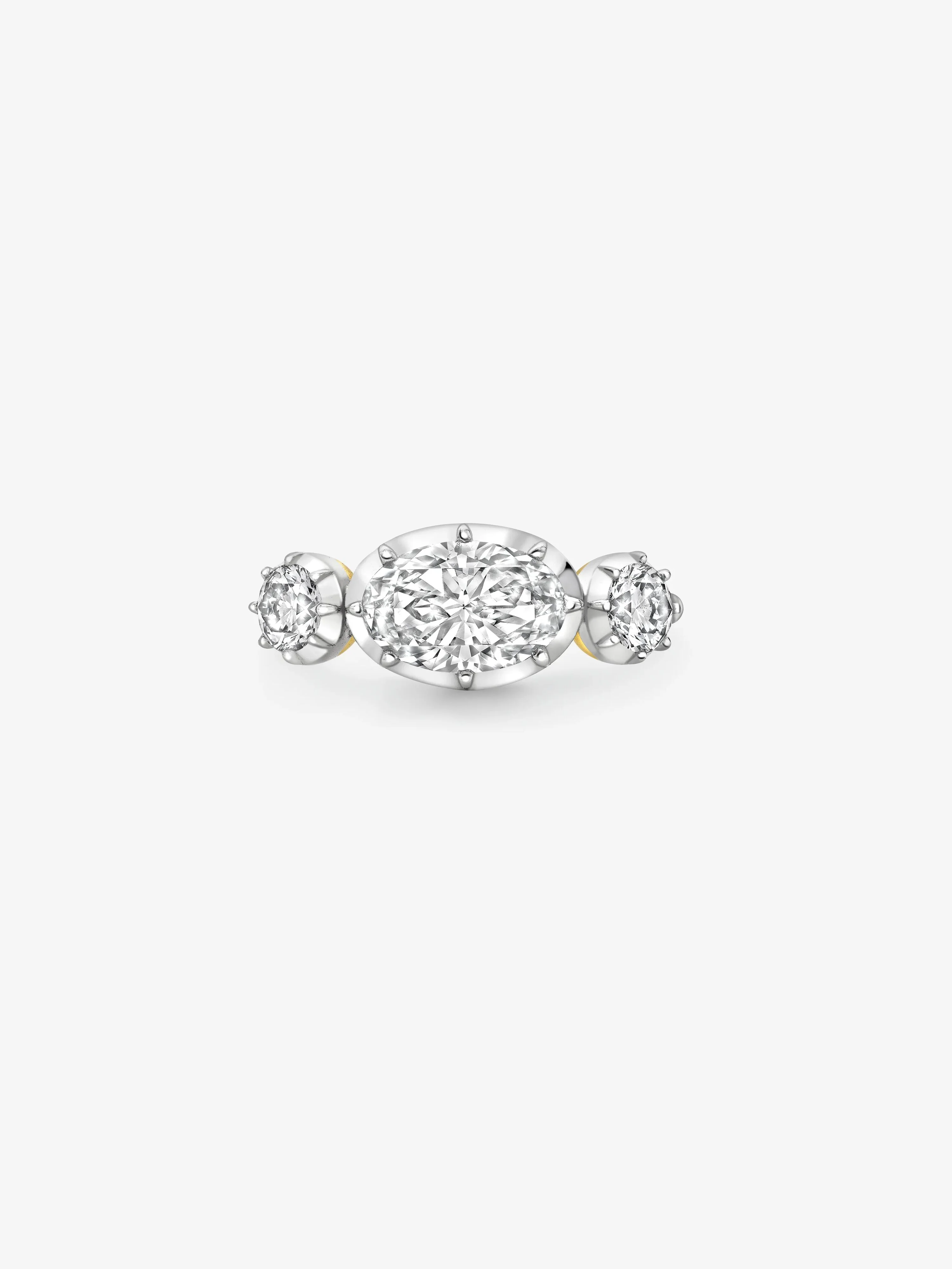 1.51ct Three Stone Oval Diamond Button Back Ring