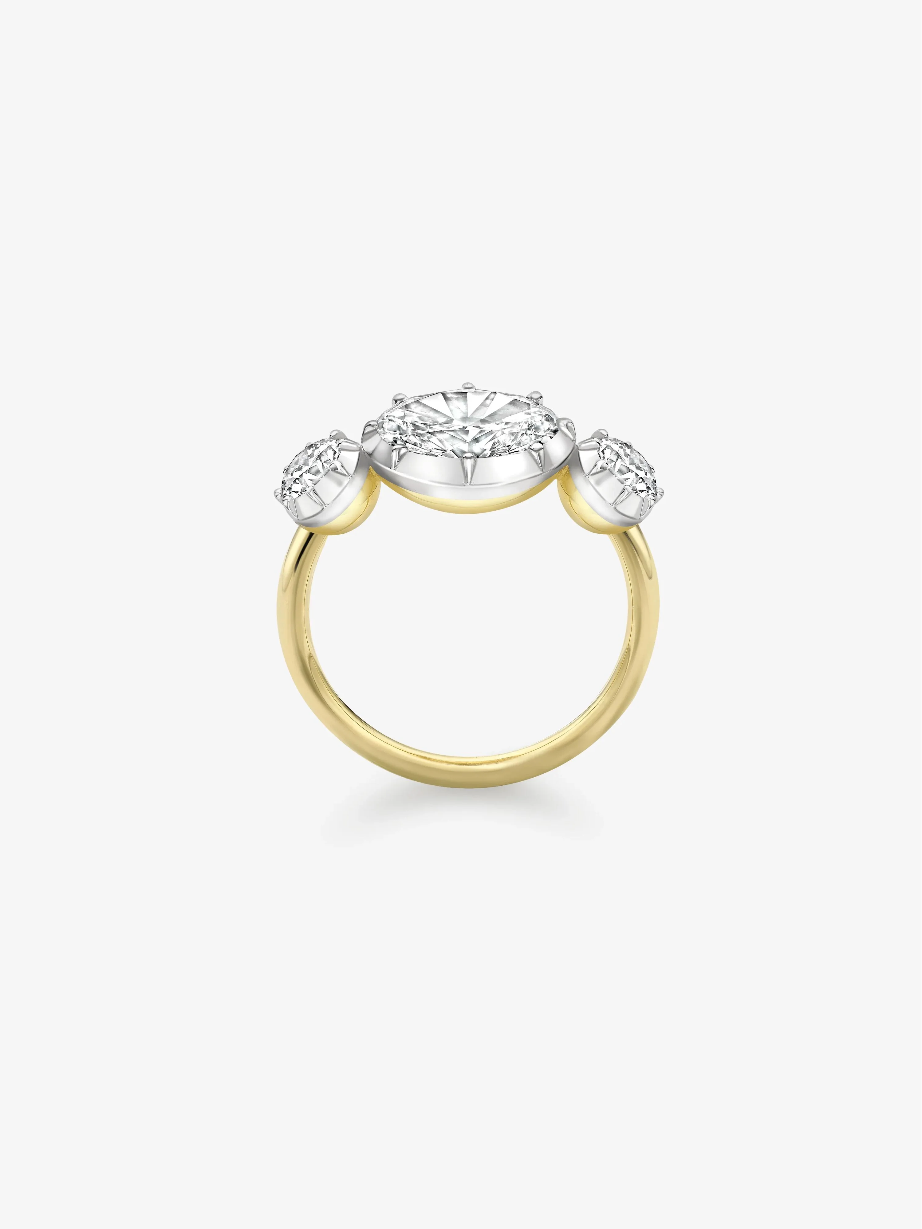 1.51ct Three Stone Oval Diamond Button Back Ring - Image 4