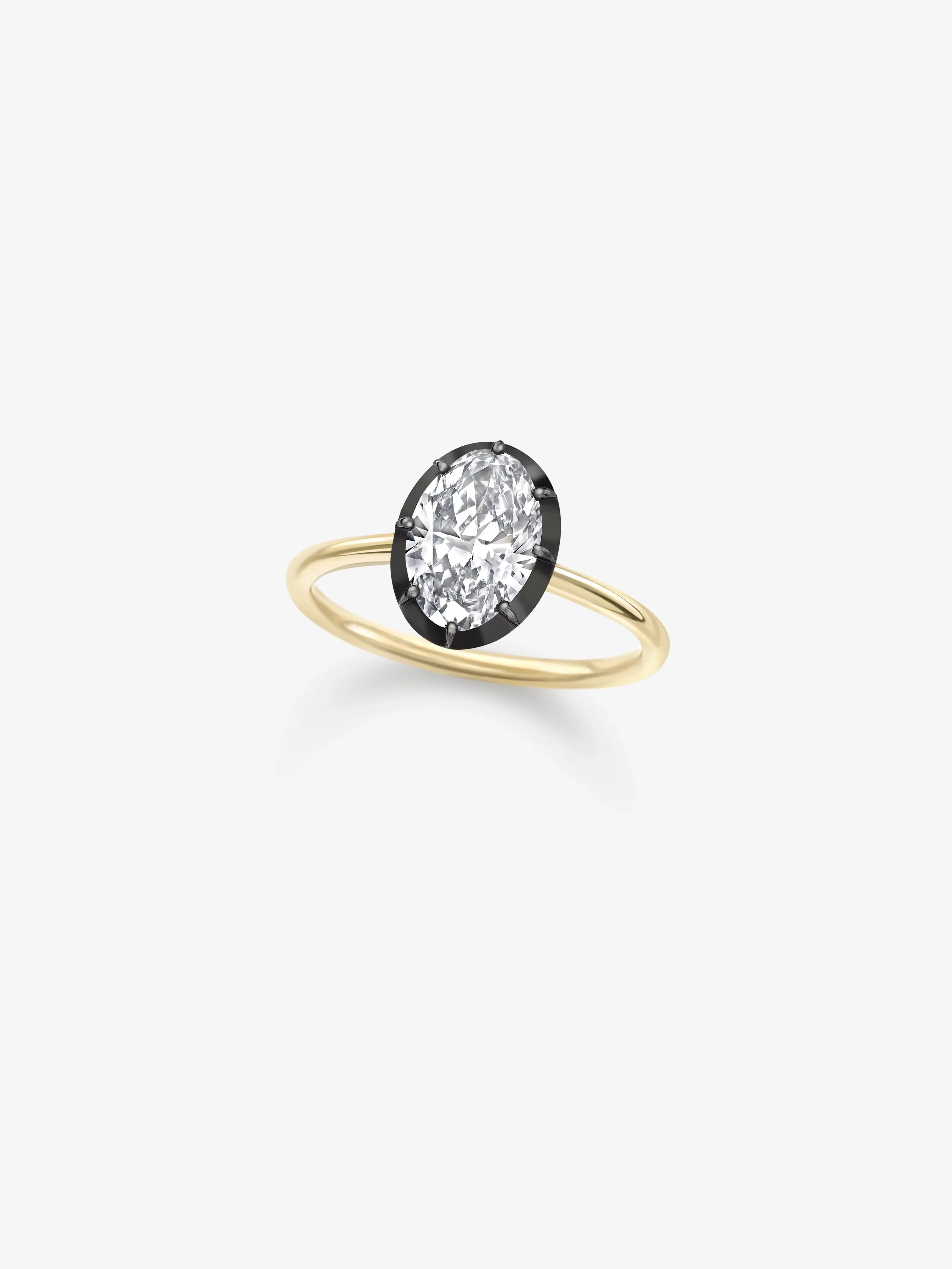 1.53ct Oval Diamond & Blackened Gold Button Back Ring - Image 2