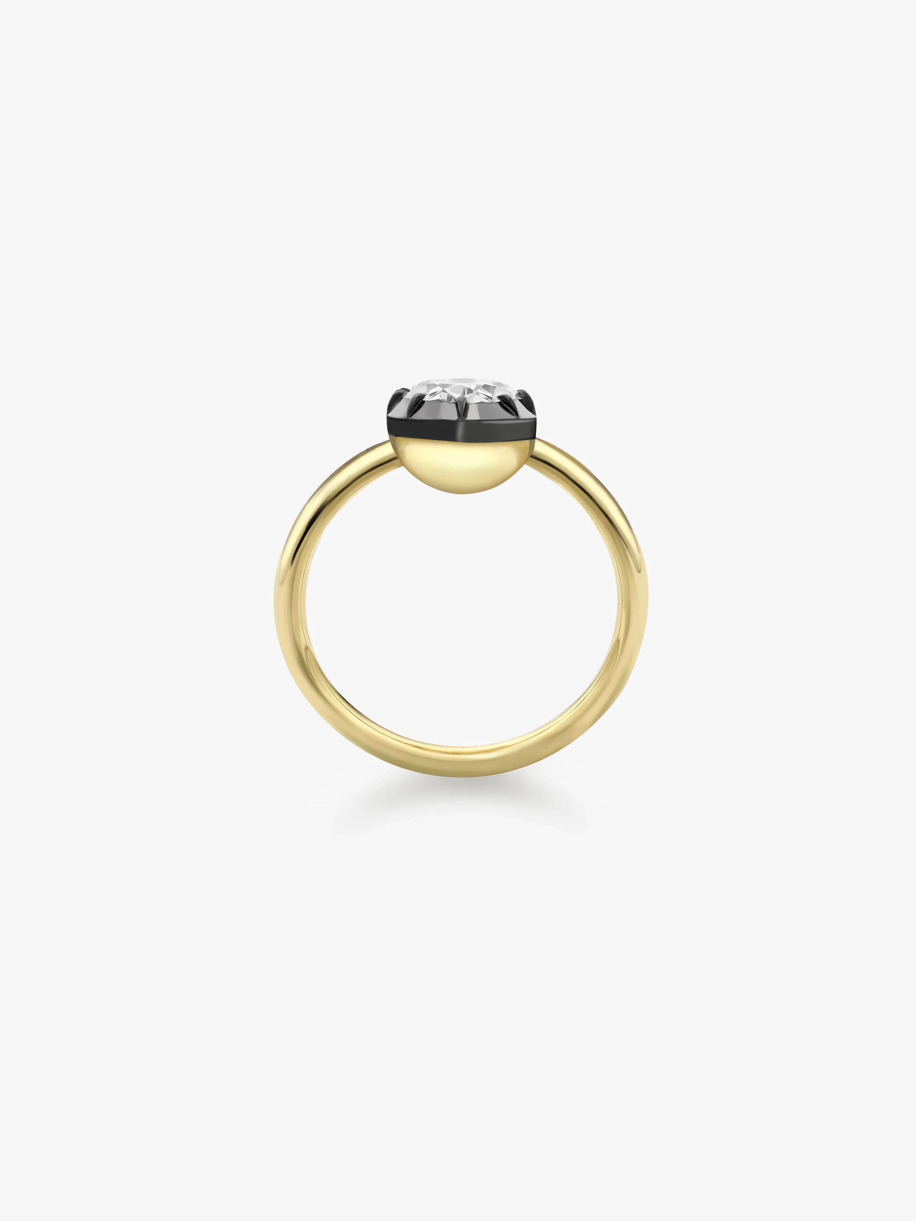 1.53ct Oval Diamond & Blackened Gold Button Back Ring - Image 4