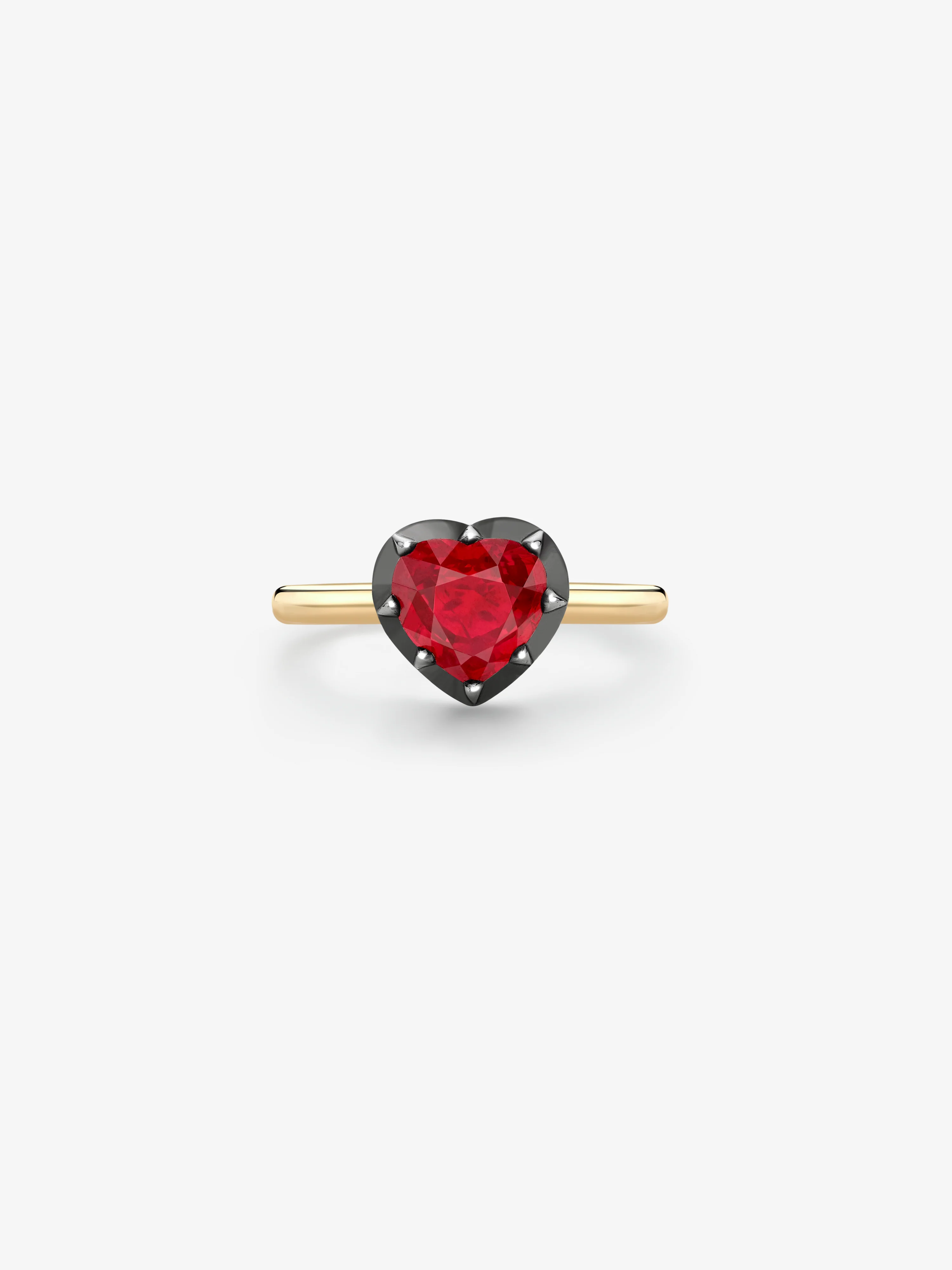 1.90ct Heart-Shaped Ruby Button Back Ring