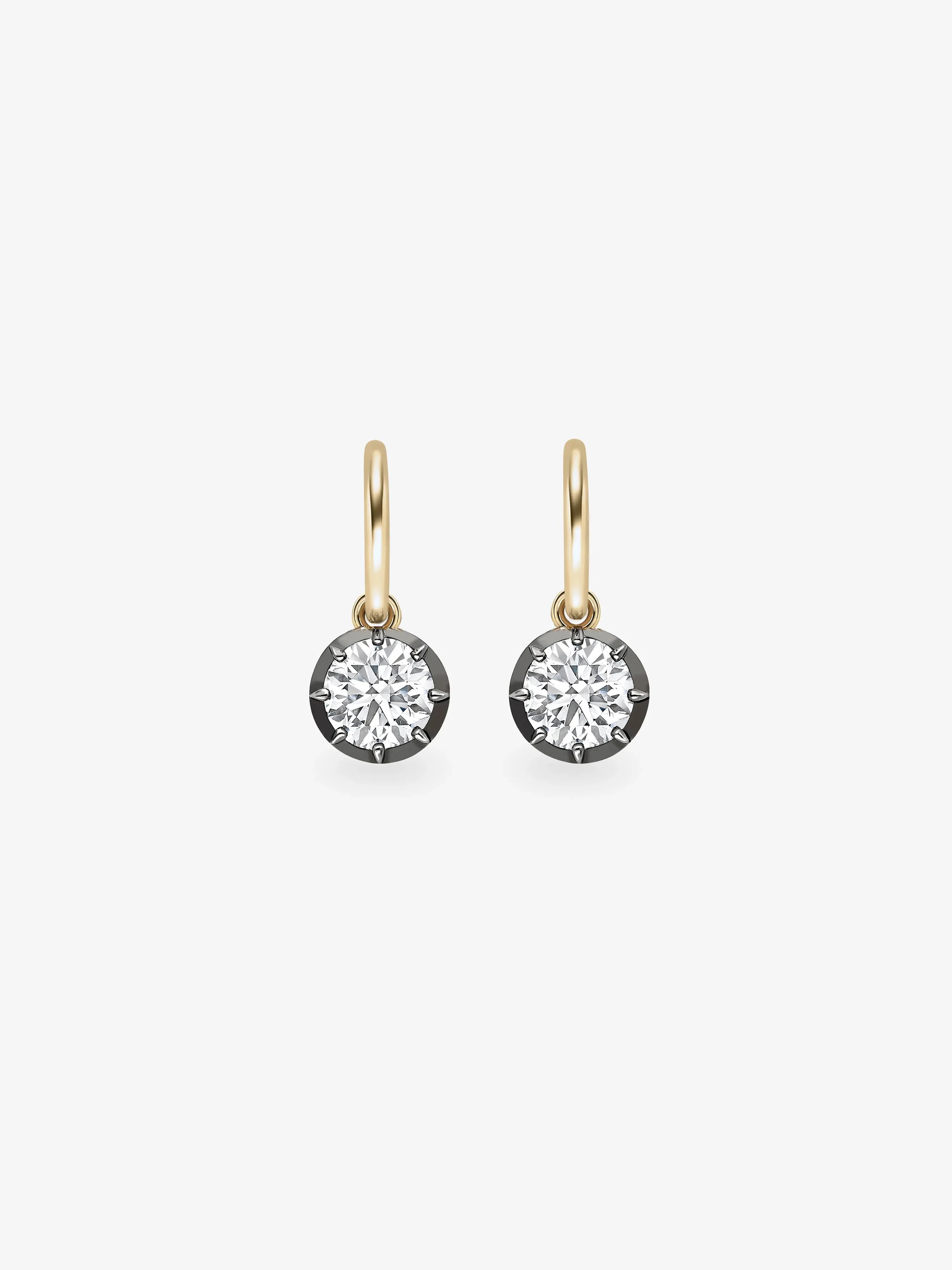 1ct Diamond & Blackened Gold Gypset Hoop Earrings