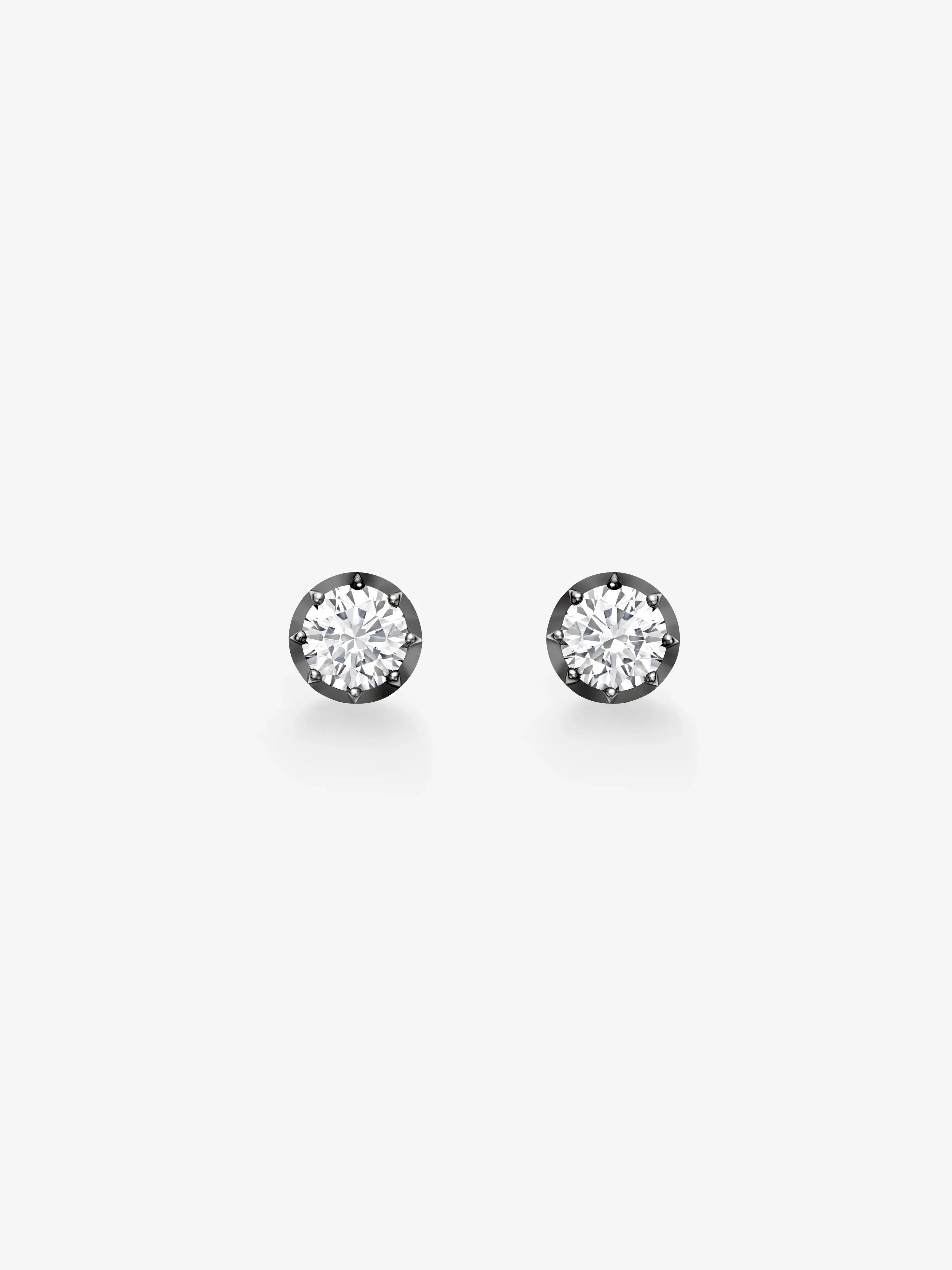 1ct Diamond & Blackened Gold Stud Earrings