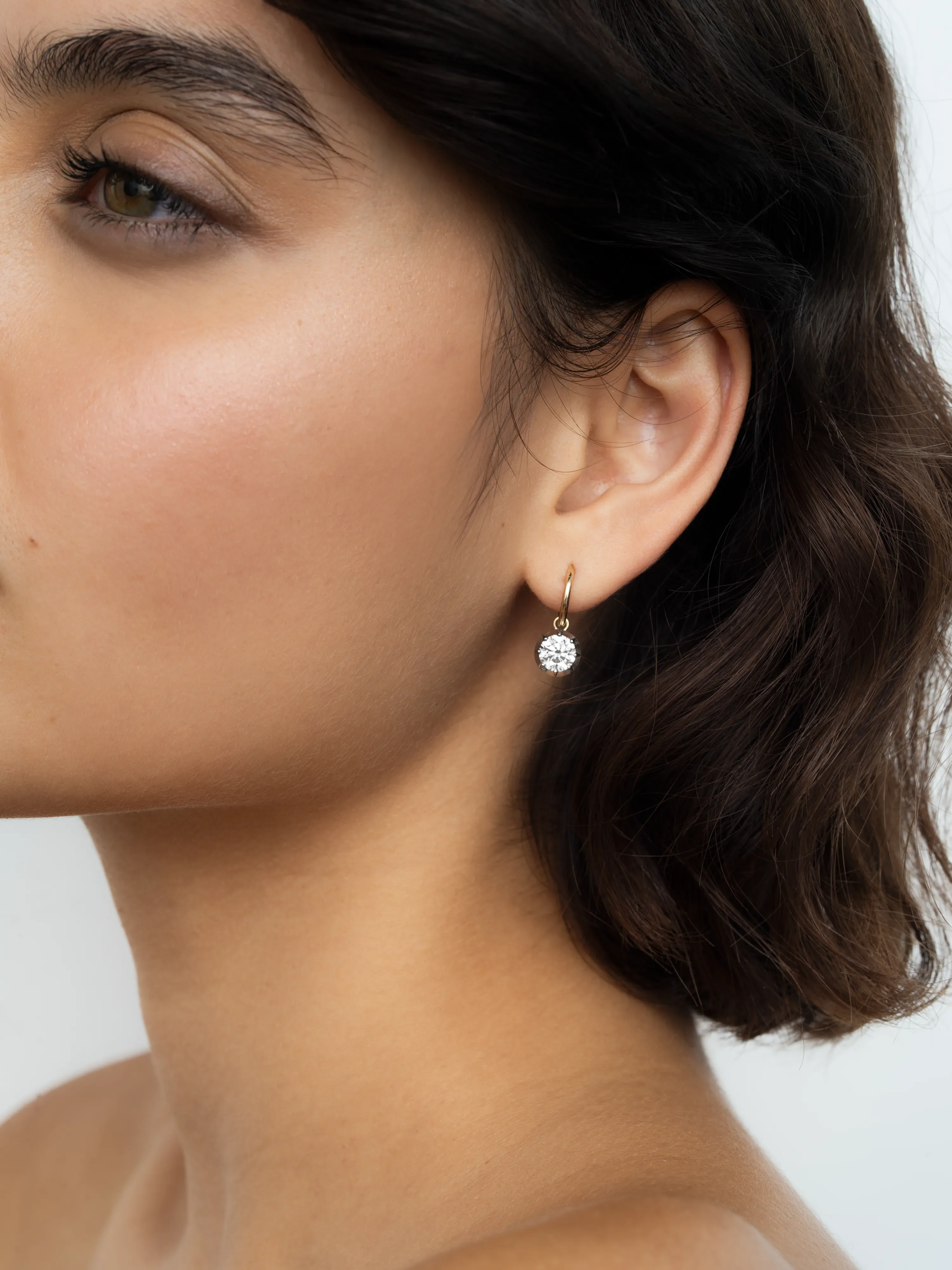 1ct Diamond & White Gold Gypset Hoop Earrings - Image 2