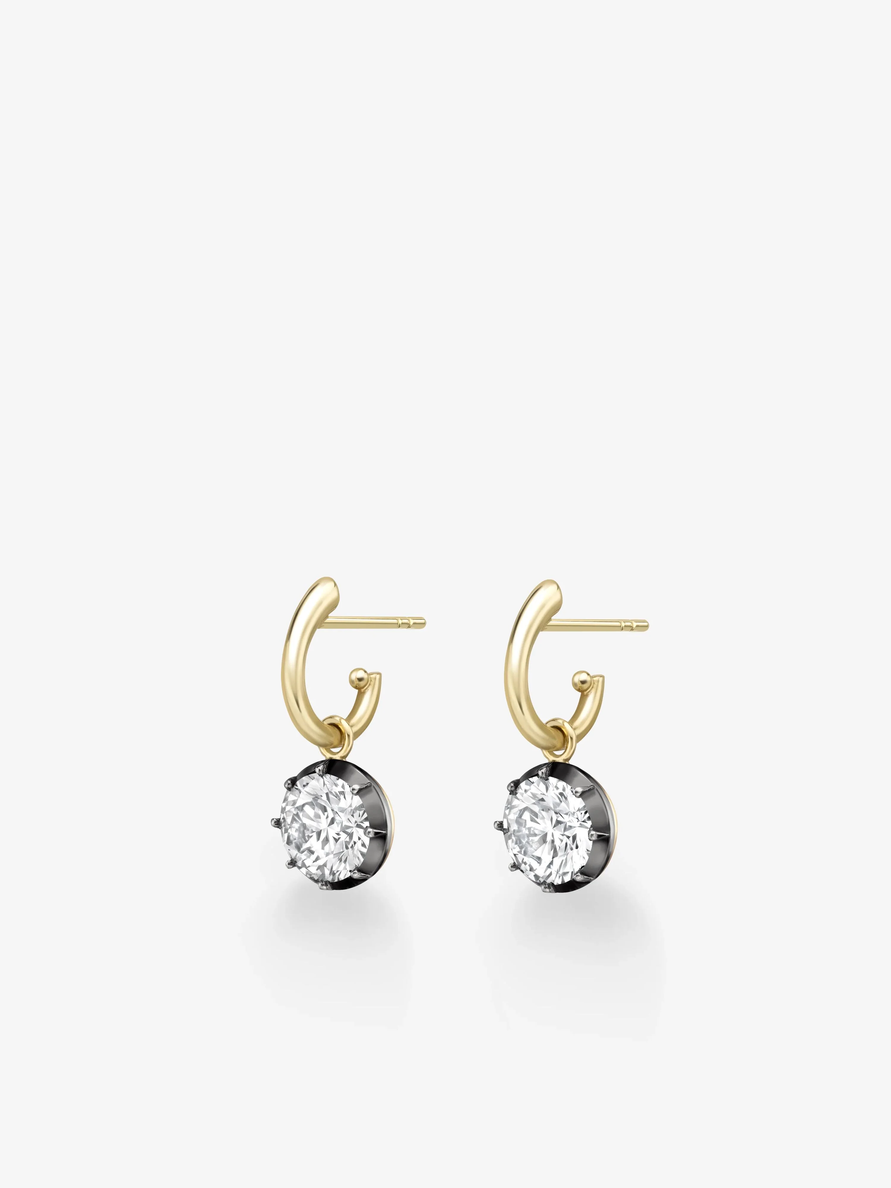 2.50ct Diamond & Blackened Gold Gypset Hoop Earrings - Image 2