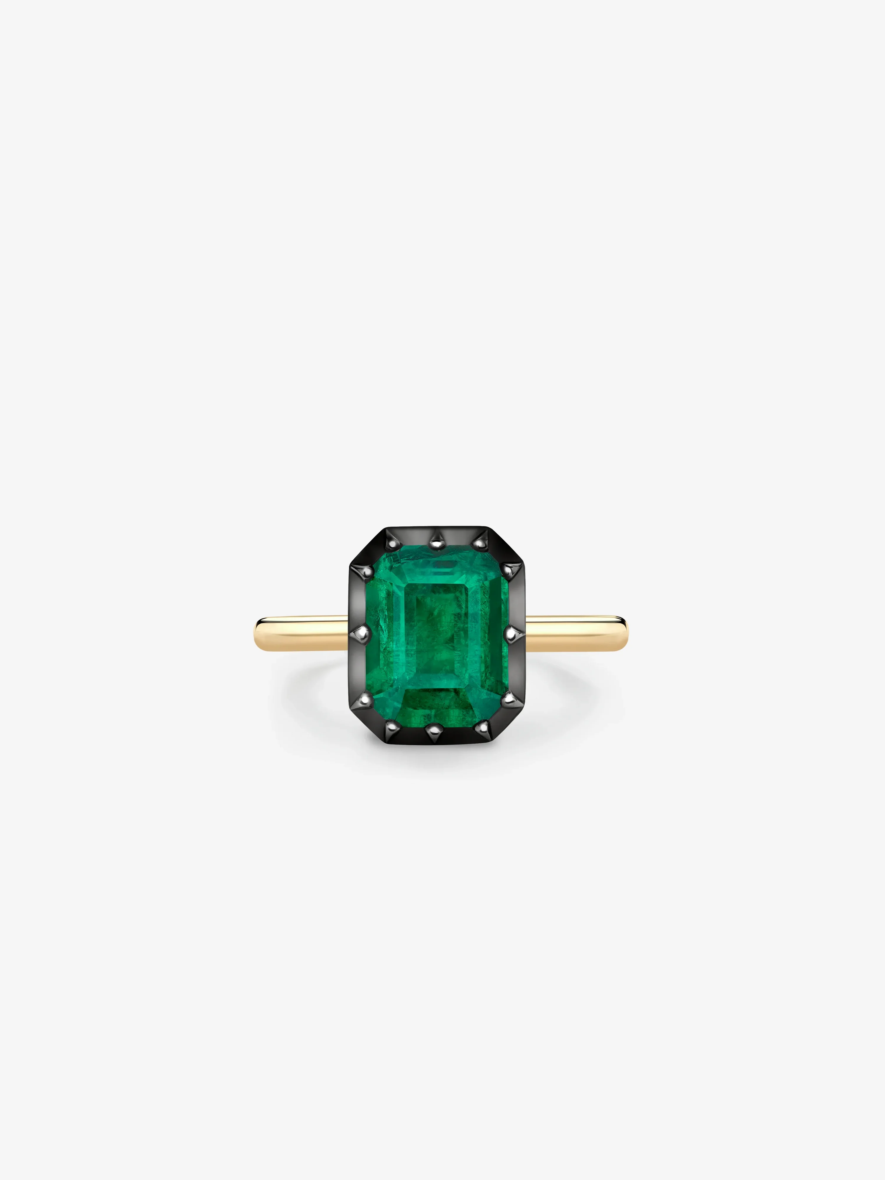 2.95ct Emerald Cut Emerald Button Back Ring
