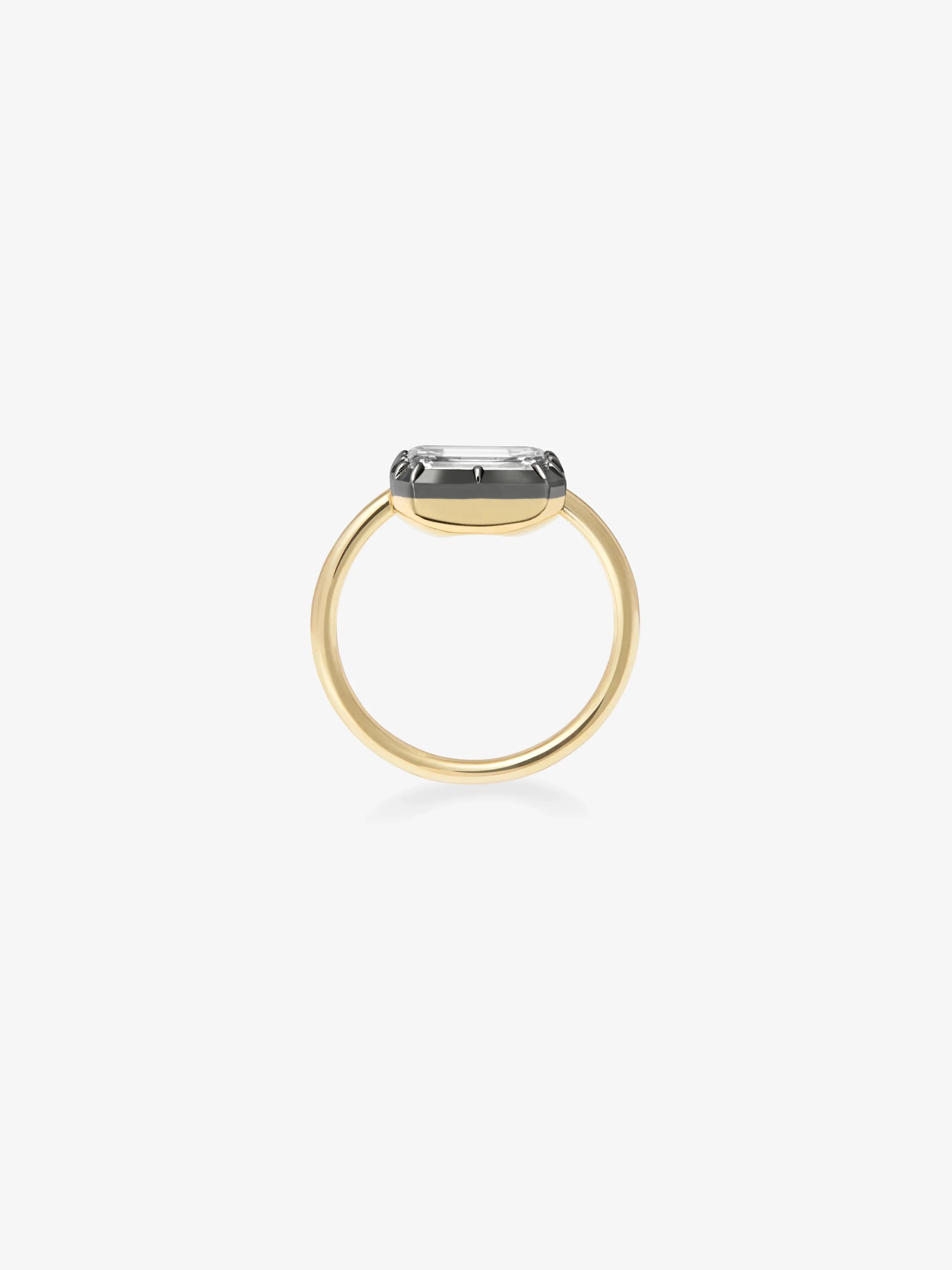 2ct East-West Emerald Cut Diamond Button Back Ring - Image 4