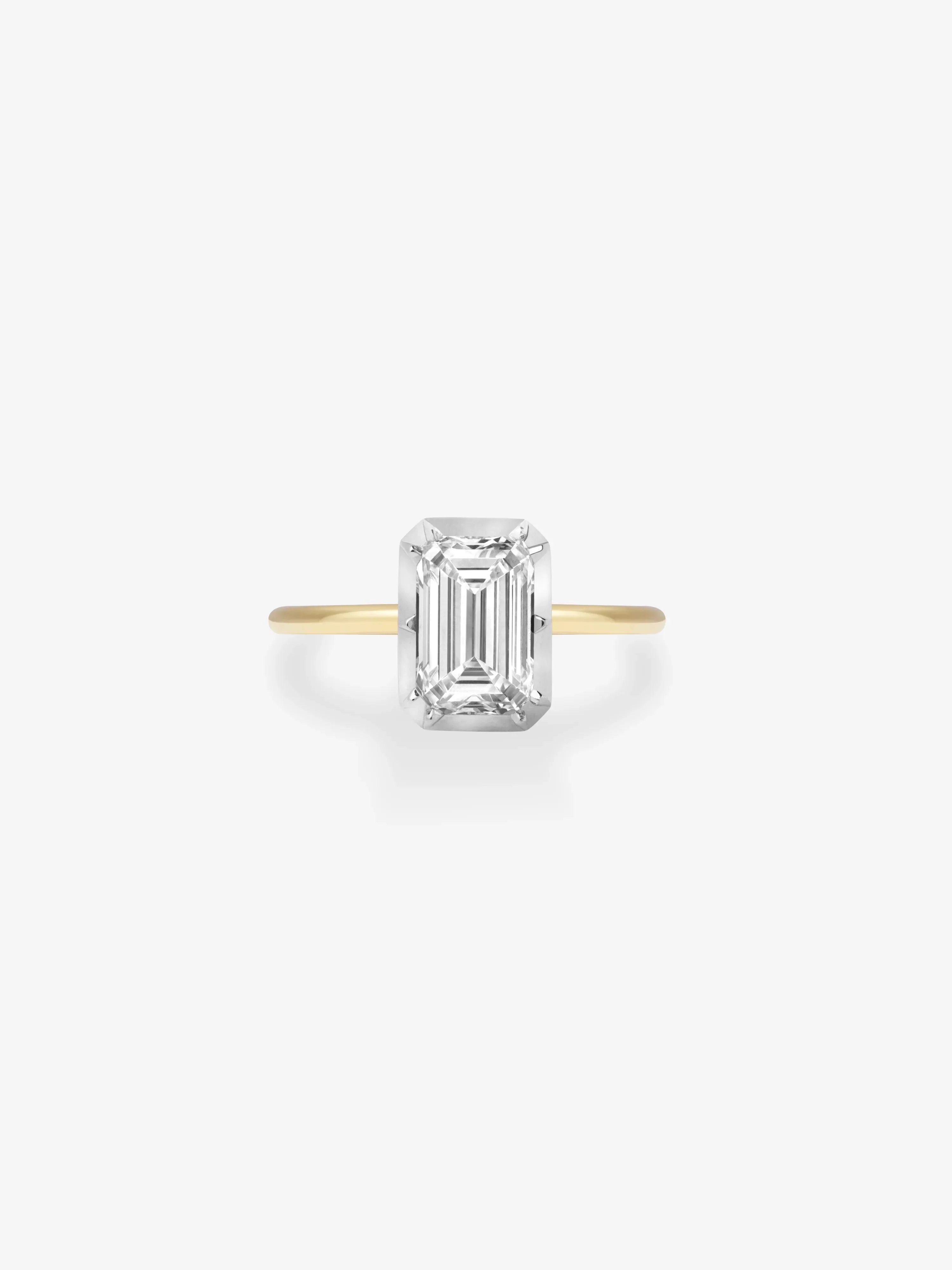 2ct Emerald Cut Diamond & White Gold Button Back Ring