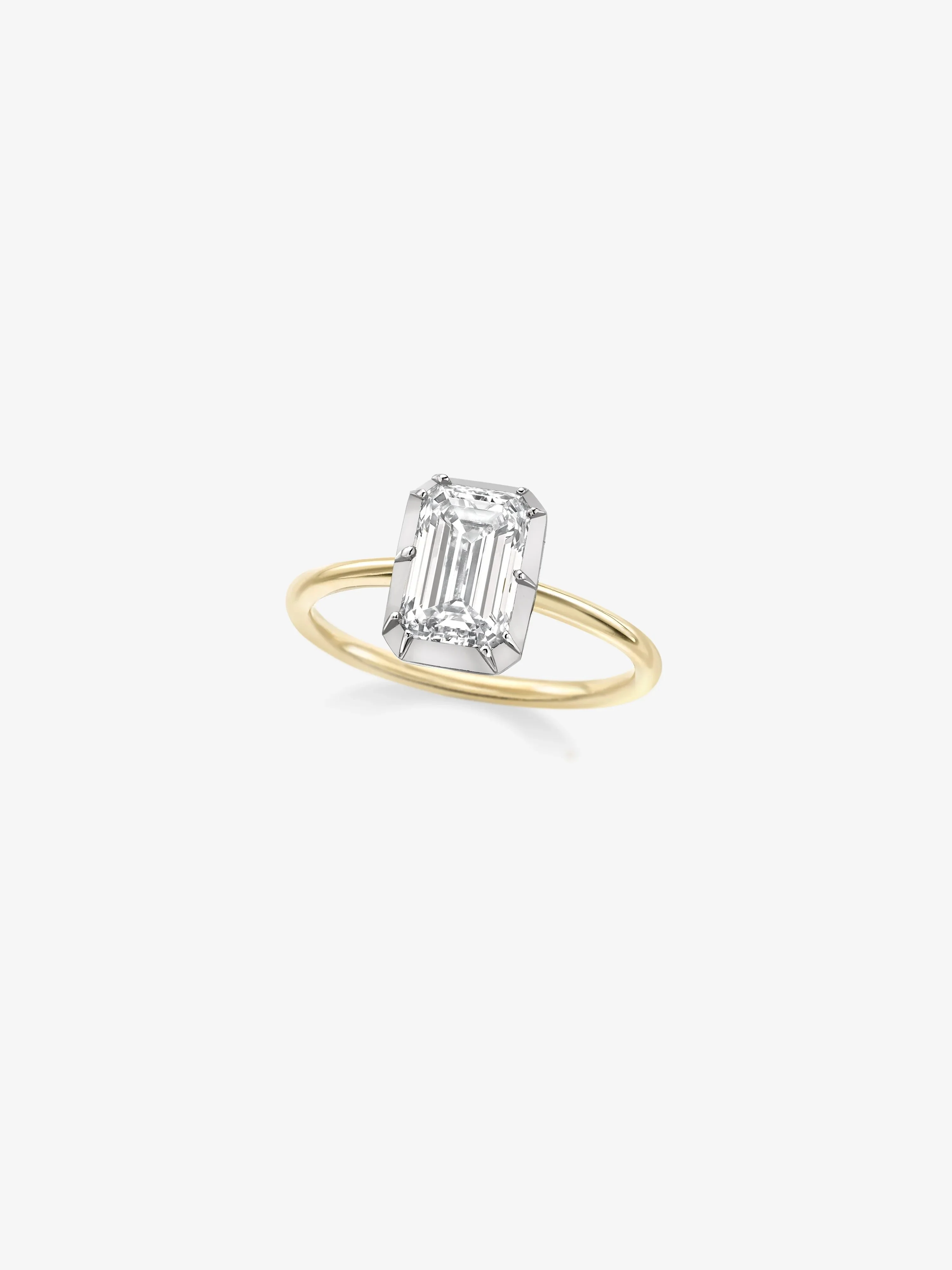 2ct Emerald Cut Diamond & White Gold Button Back Ring - Image 2