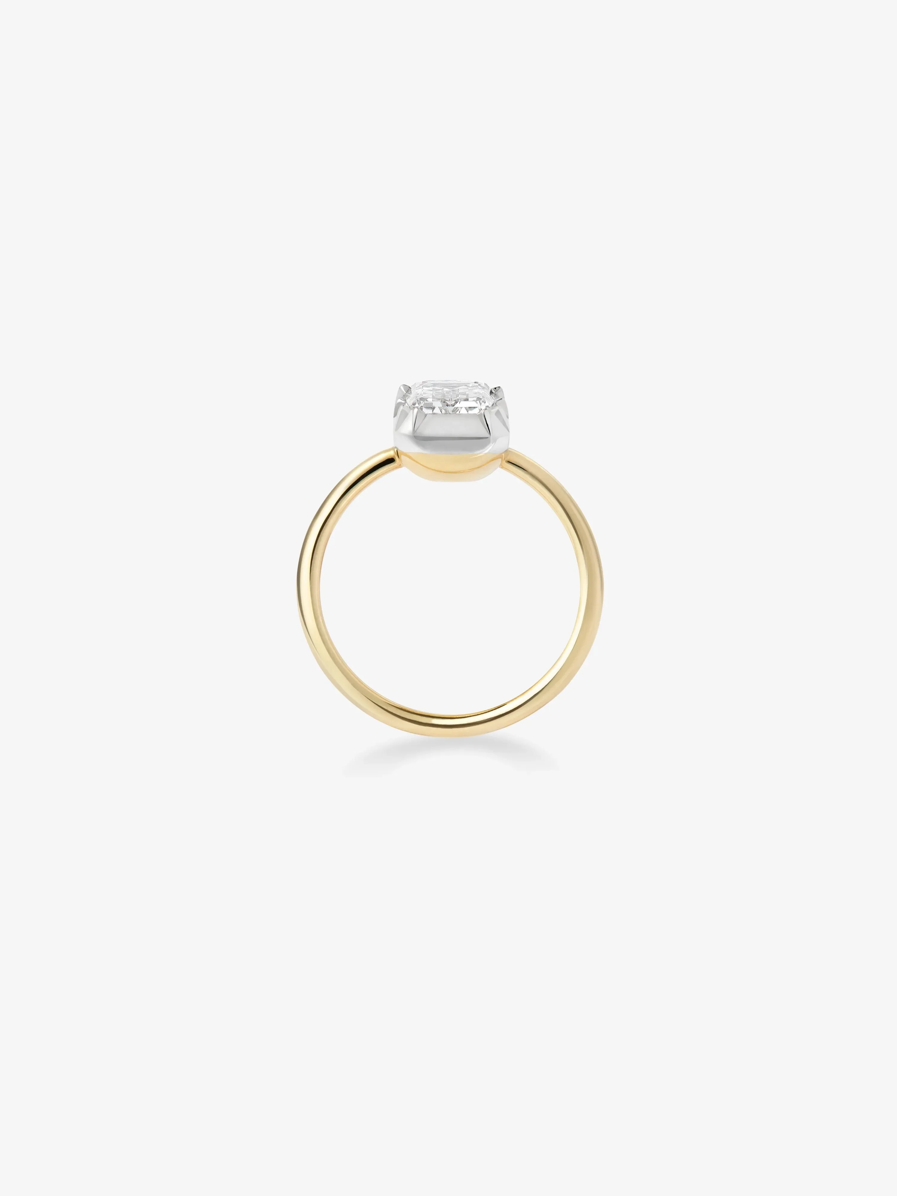 2ct Emerald Cut Diamond & White Gold Button Back Ring - Image 4