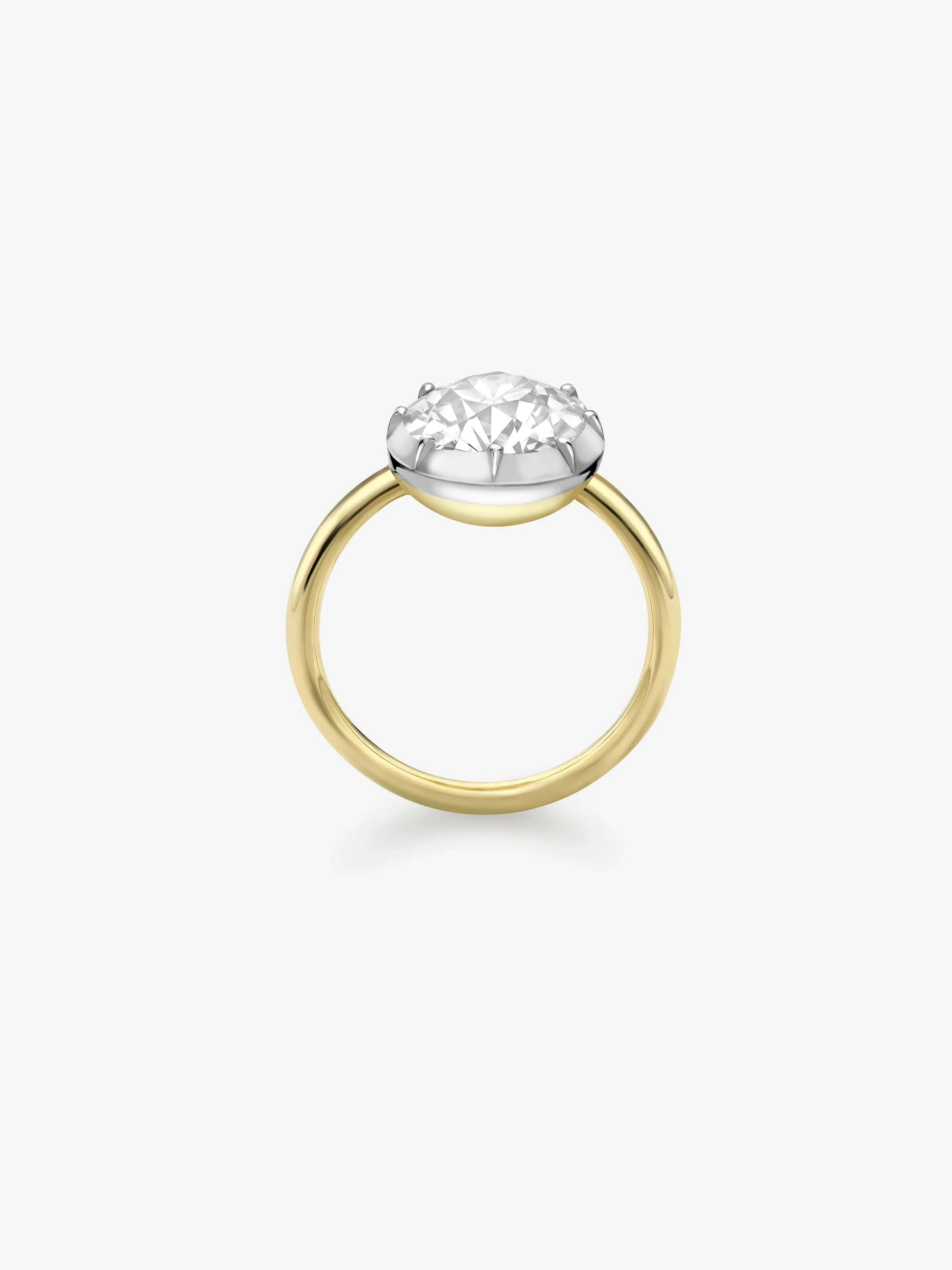 3.01ct East-West Old Mine Diamond Button Back Ring - Image 4