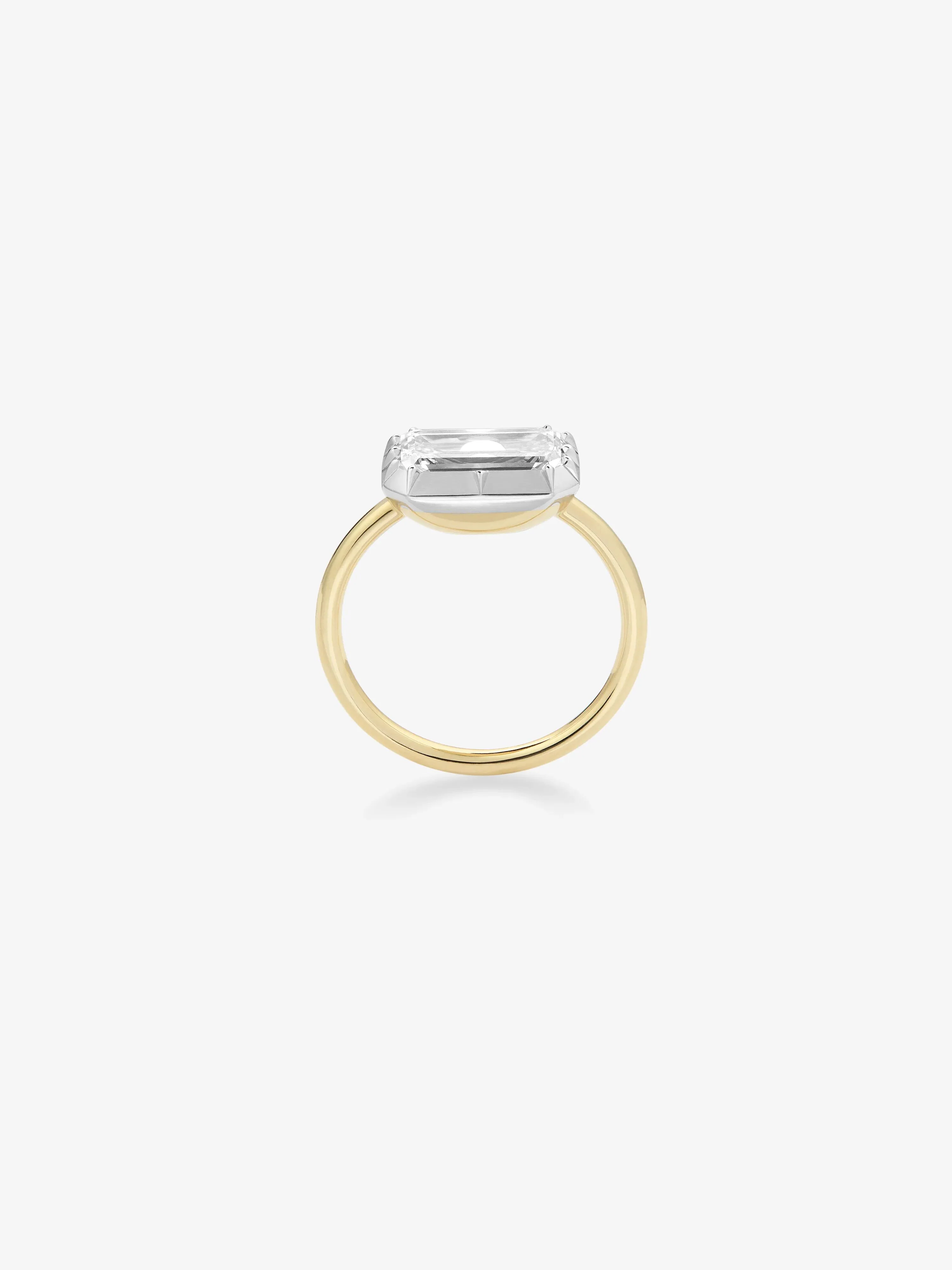 3.06ct East-West Emerald Cut Diamond Button Back Ring - Image 4