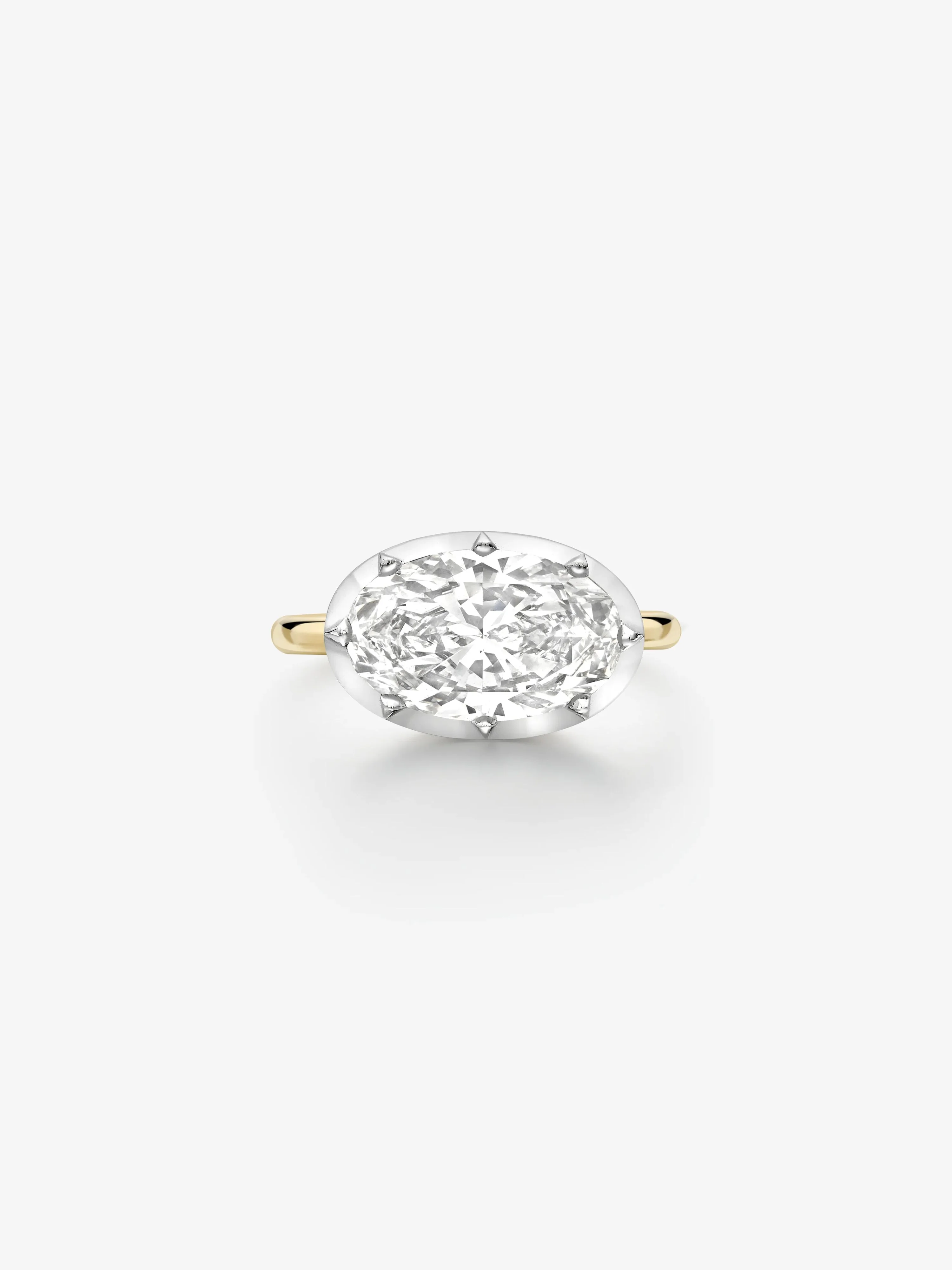 3.51ct East-West Oval Diamond Button Back Ring
