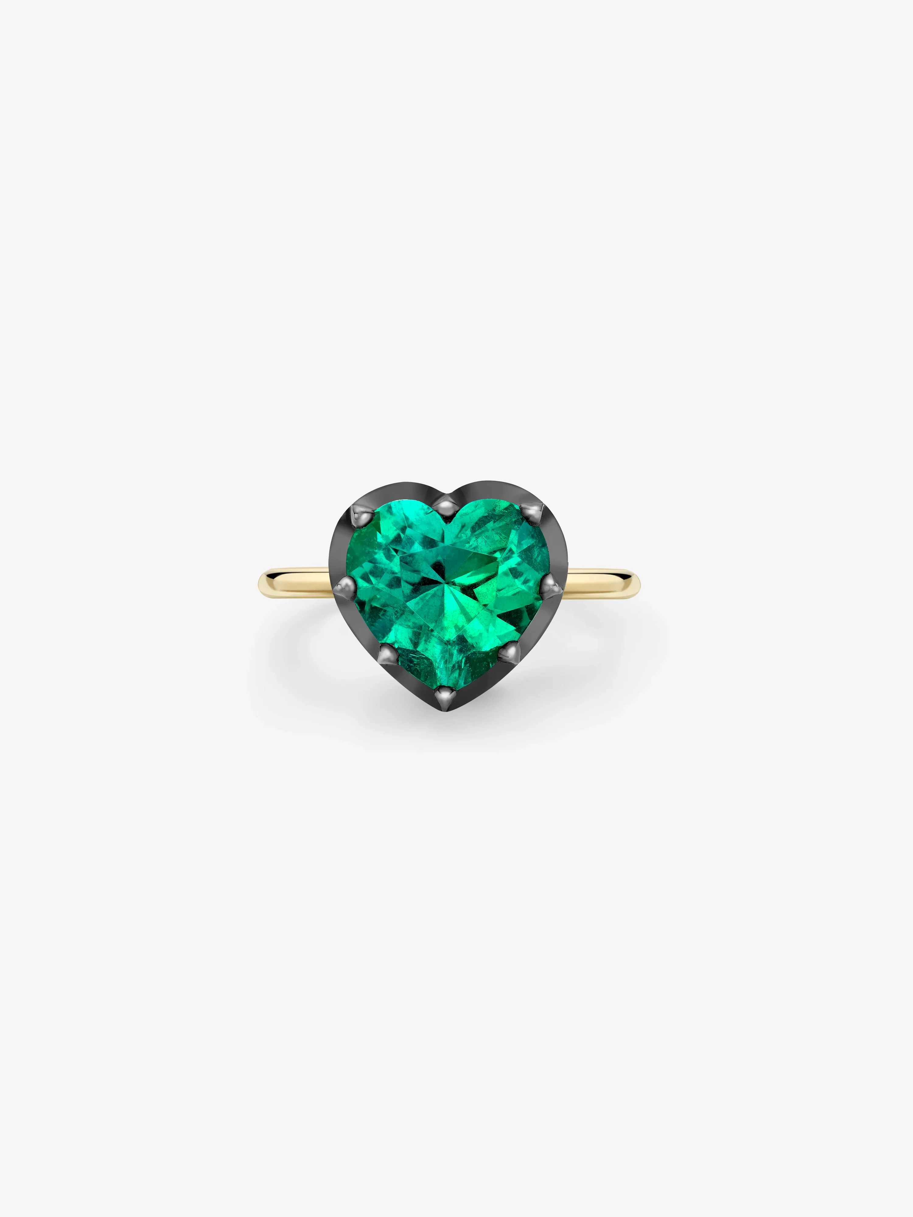 3.80ct Heart-Shaped Emerald Button Back Ring