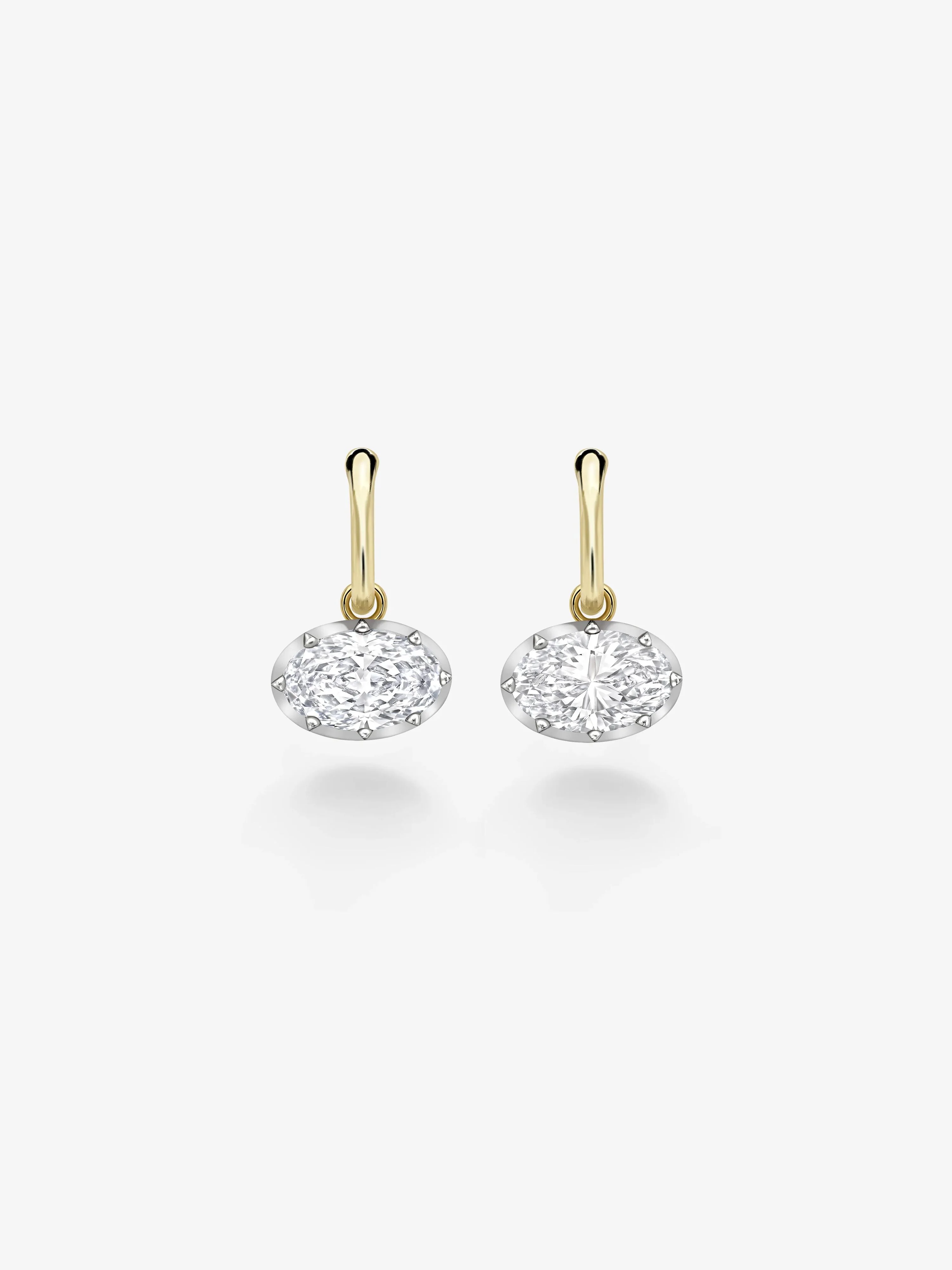 3ct Oval Diamond & White Gold Gypset Hoop Earrings
