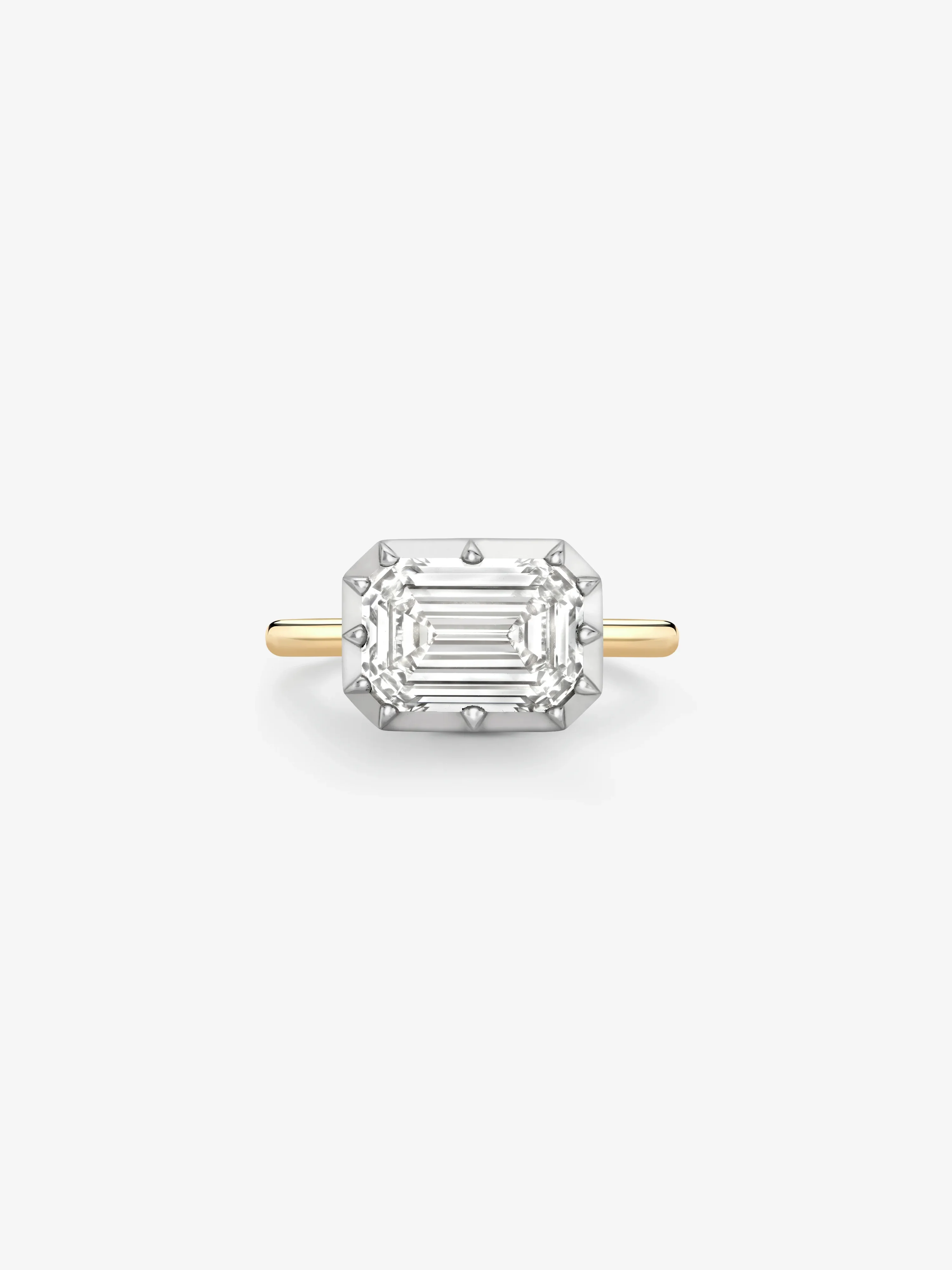 4.03ct East-West Emerald Cut Diamond Button Back Ring