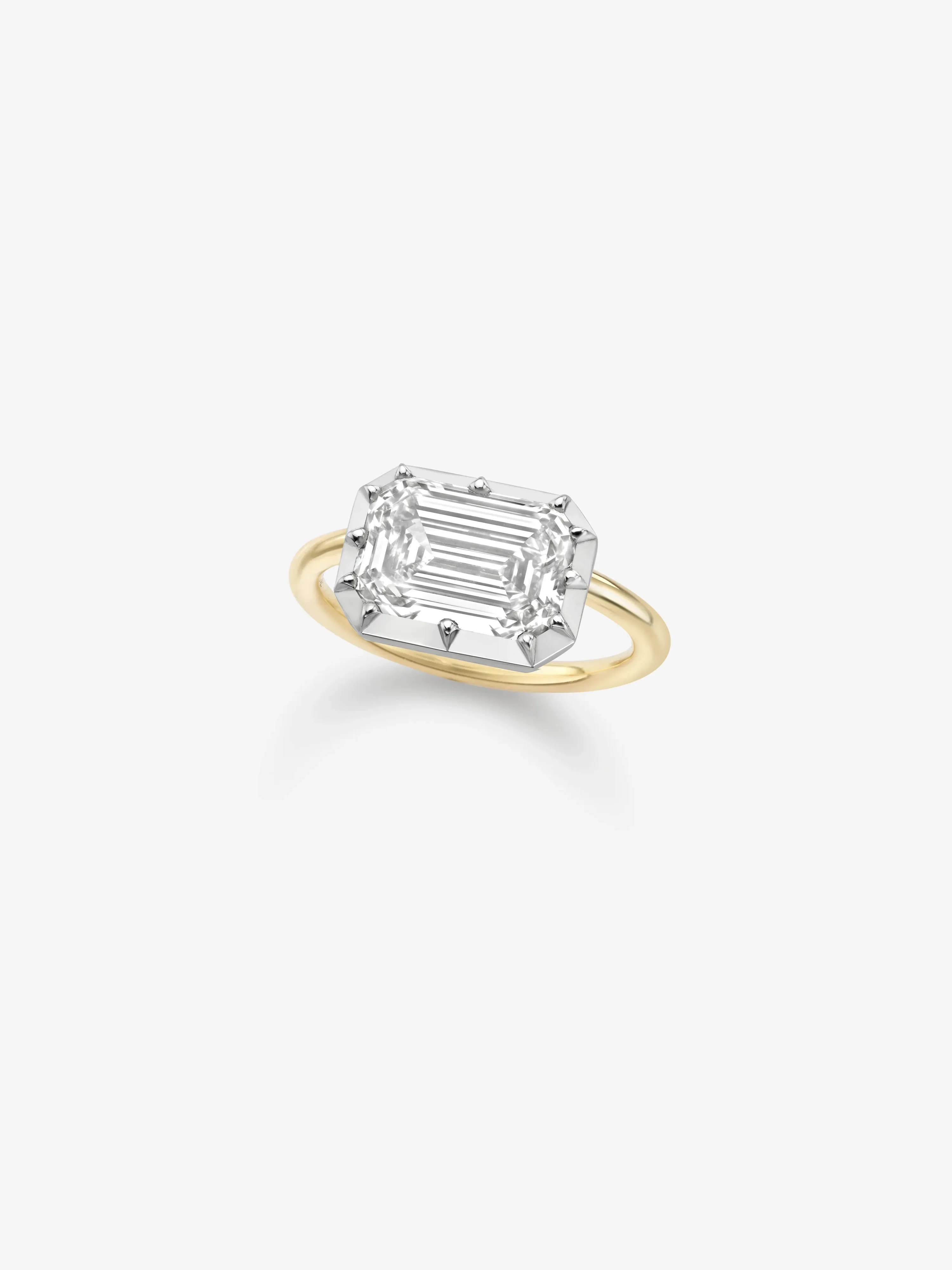 4.03ct East-West Emerald Cut Diamond Button Back Ring - Image 2