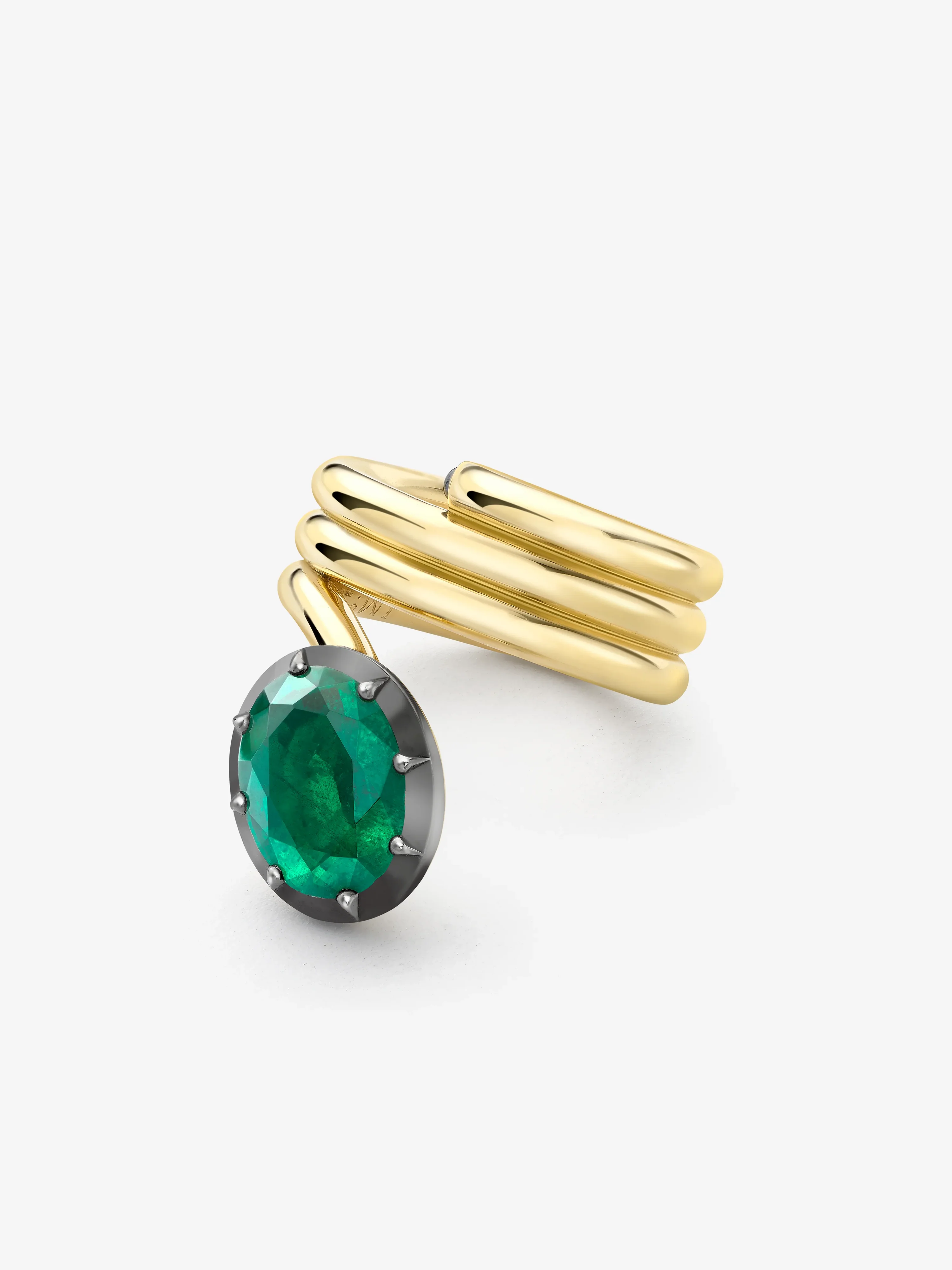 4.13ct Oval Emerald Coil Ring - Image 4