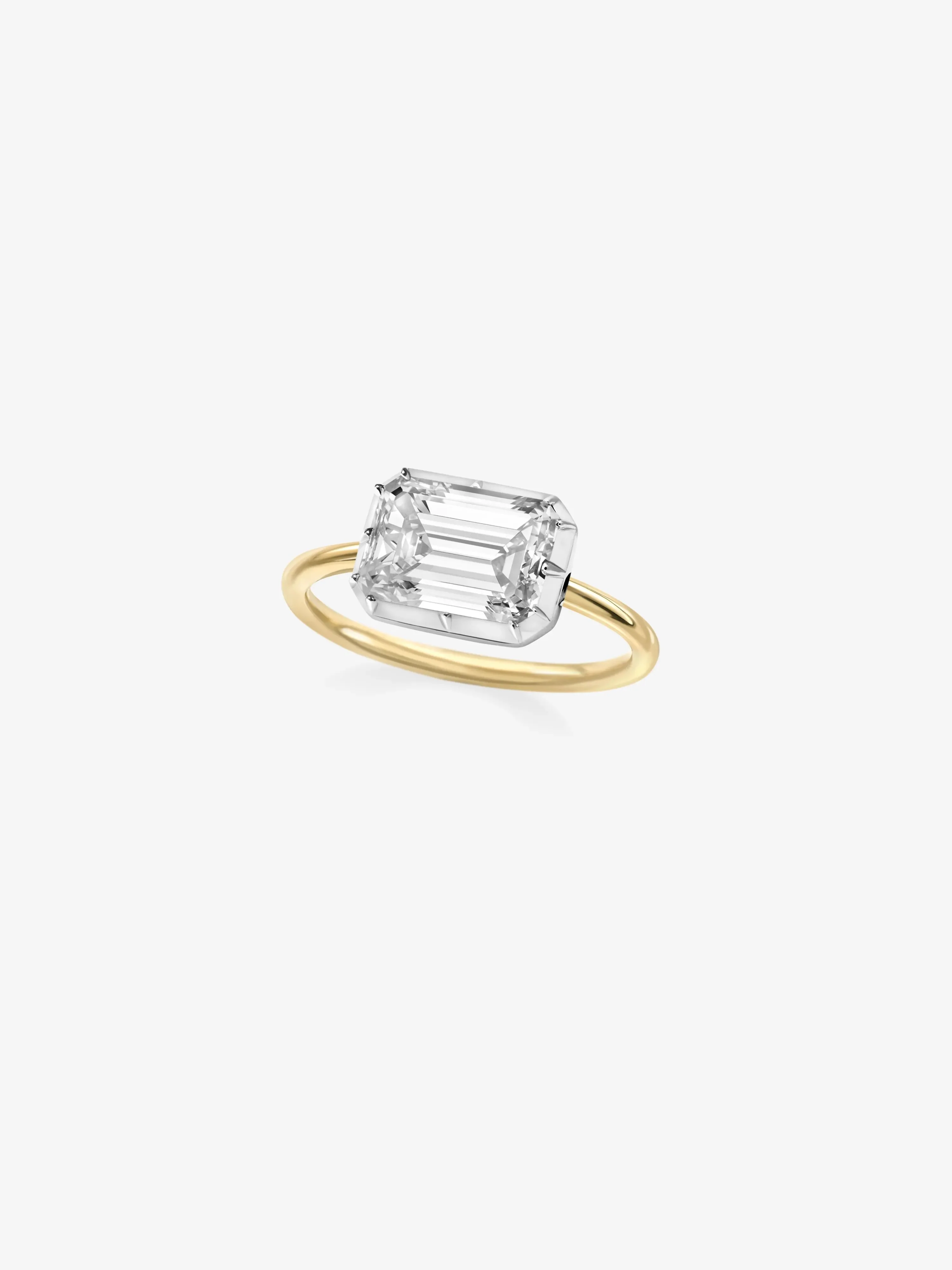 4.23ct East-West Emerald Cut Diamond Button Back Ring - Image 2