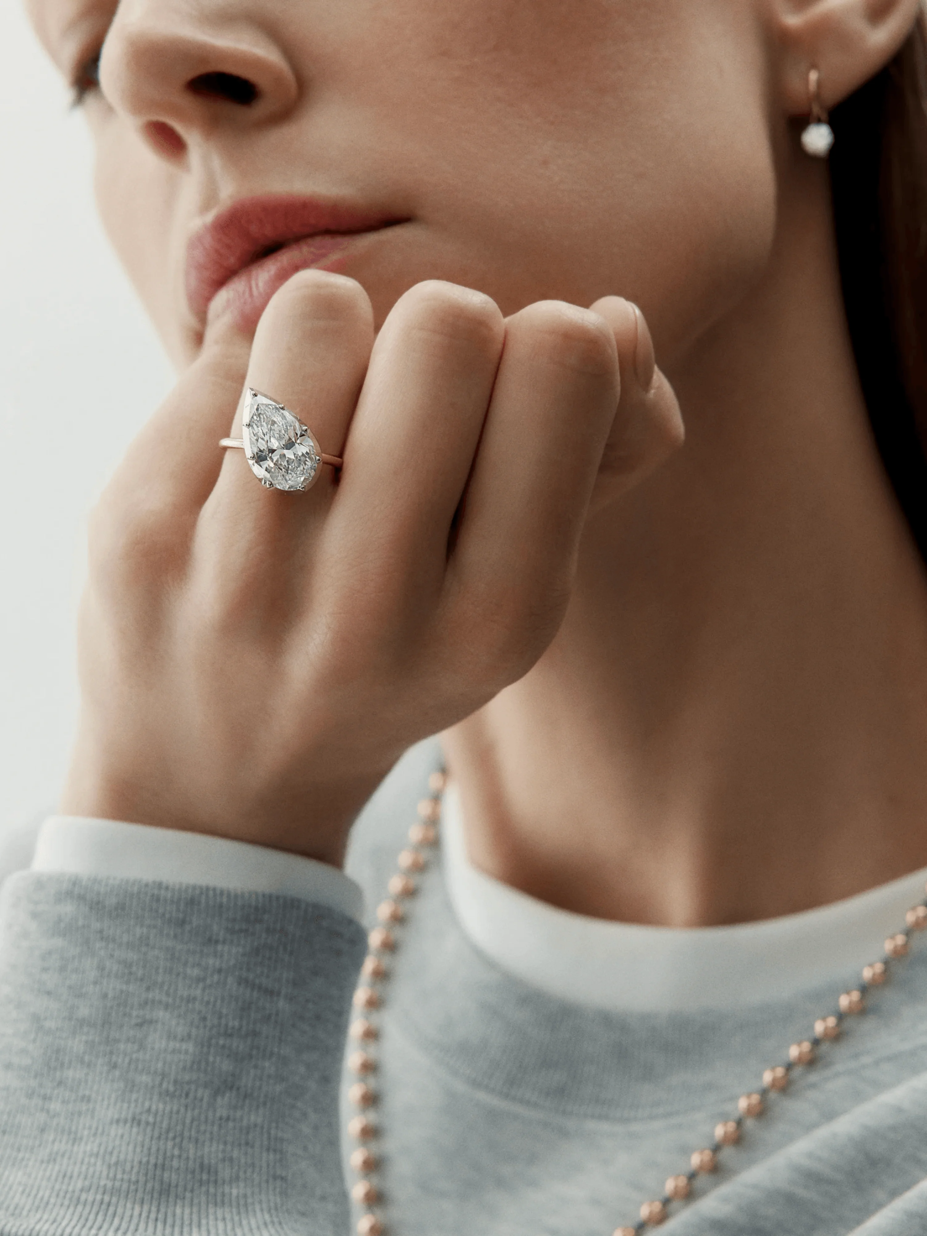 6.01ct Tilted Pear Diamond Button Back Ring - Image 3