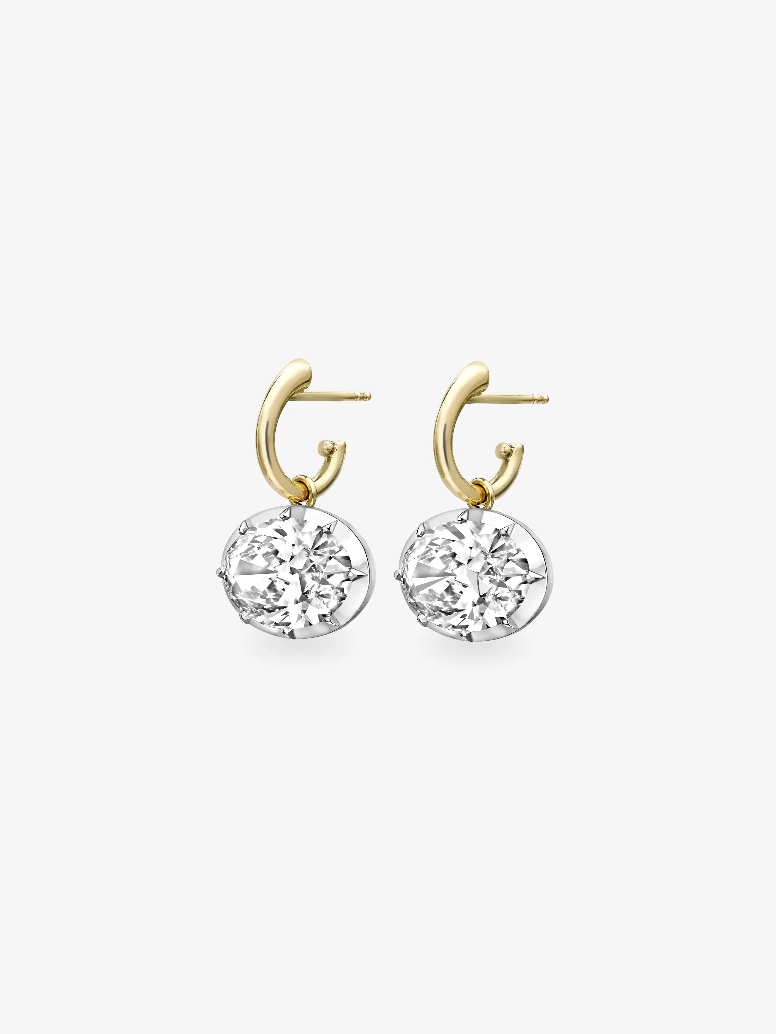 6.23ct Oval Diamond & White Gold Gypset Hoop Earrings - Image 2