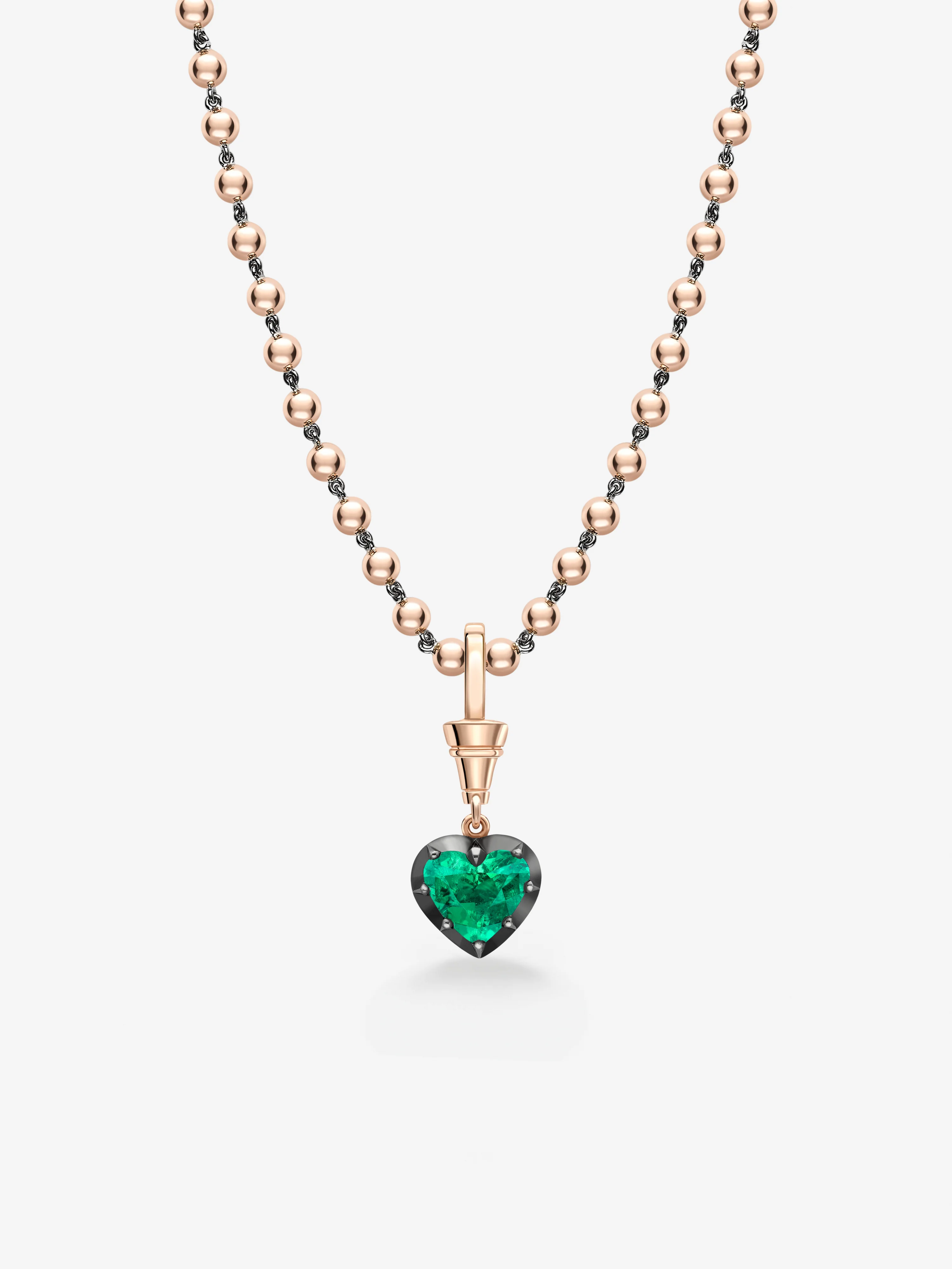 Ball n Chain 1.96ct Heart-Shaped Emerald Pendant - Image 3