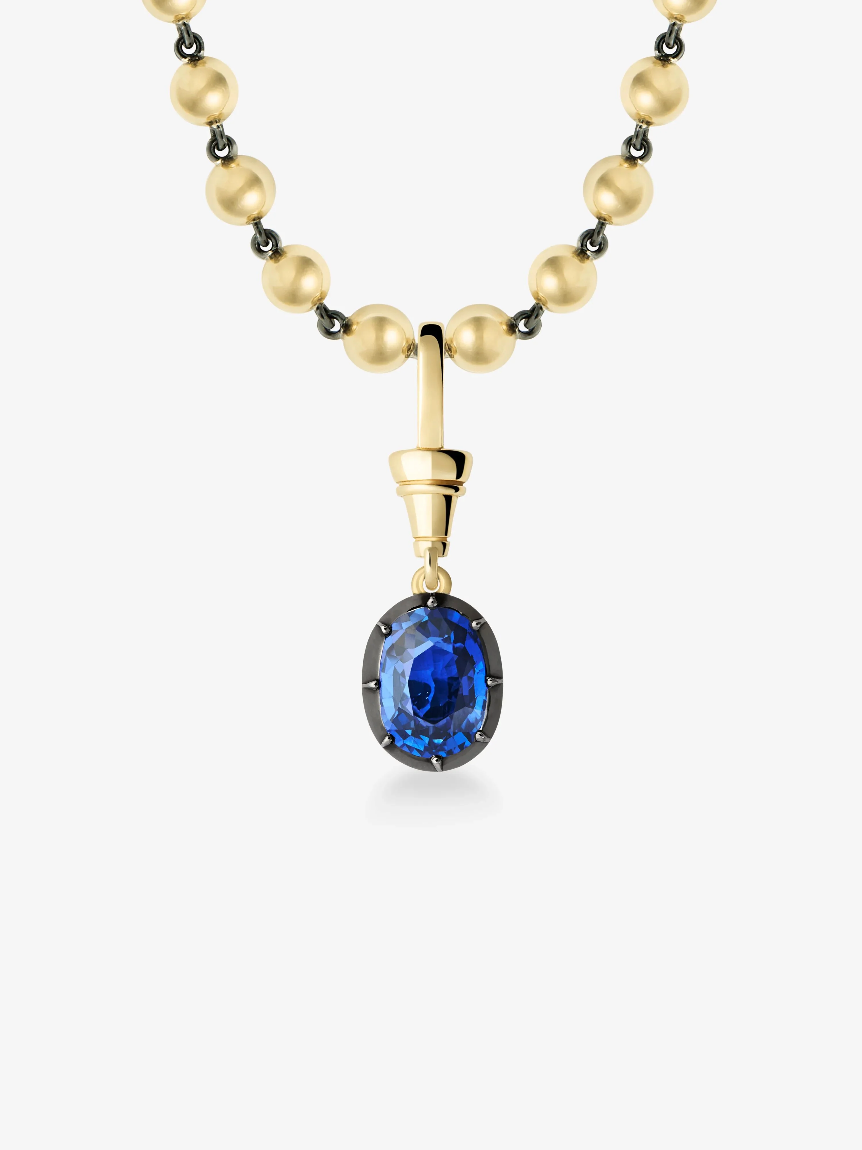 Ball n Chain 3.91ct Oval Cut Sapphire Pendant - Image 2