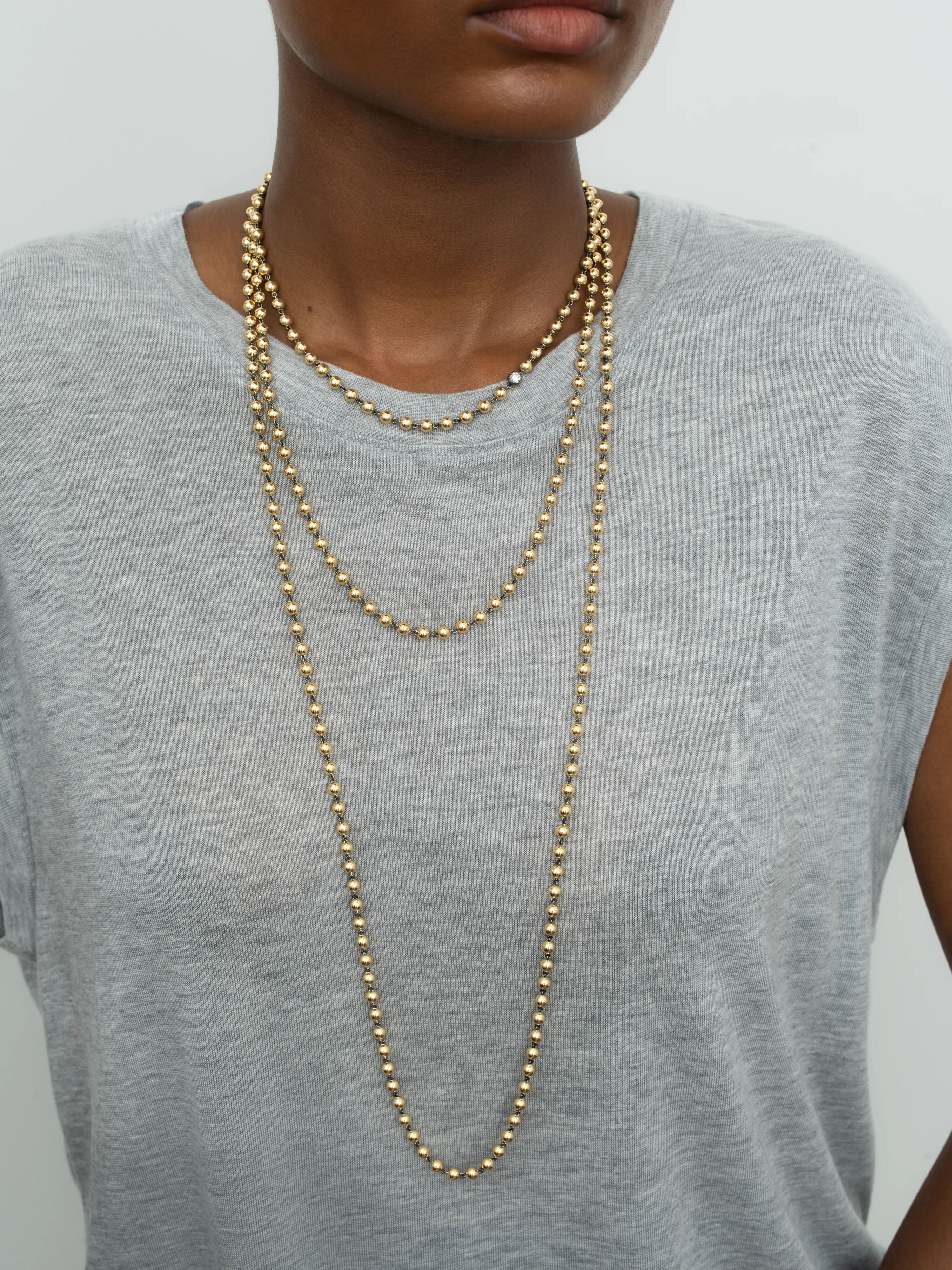 Ball n Chain Yellow Gold 36" Necklace - Image 3
