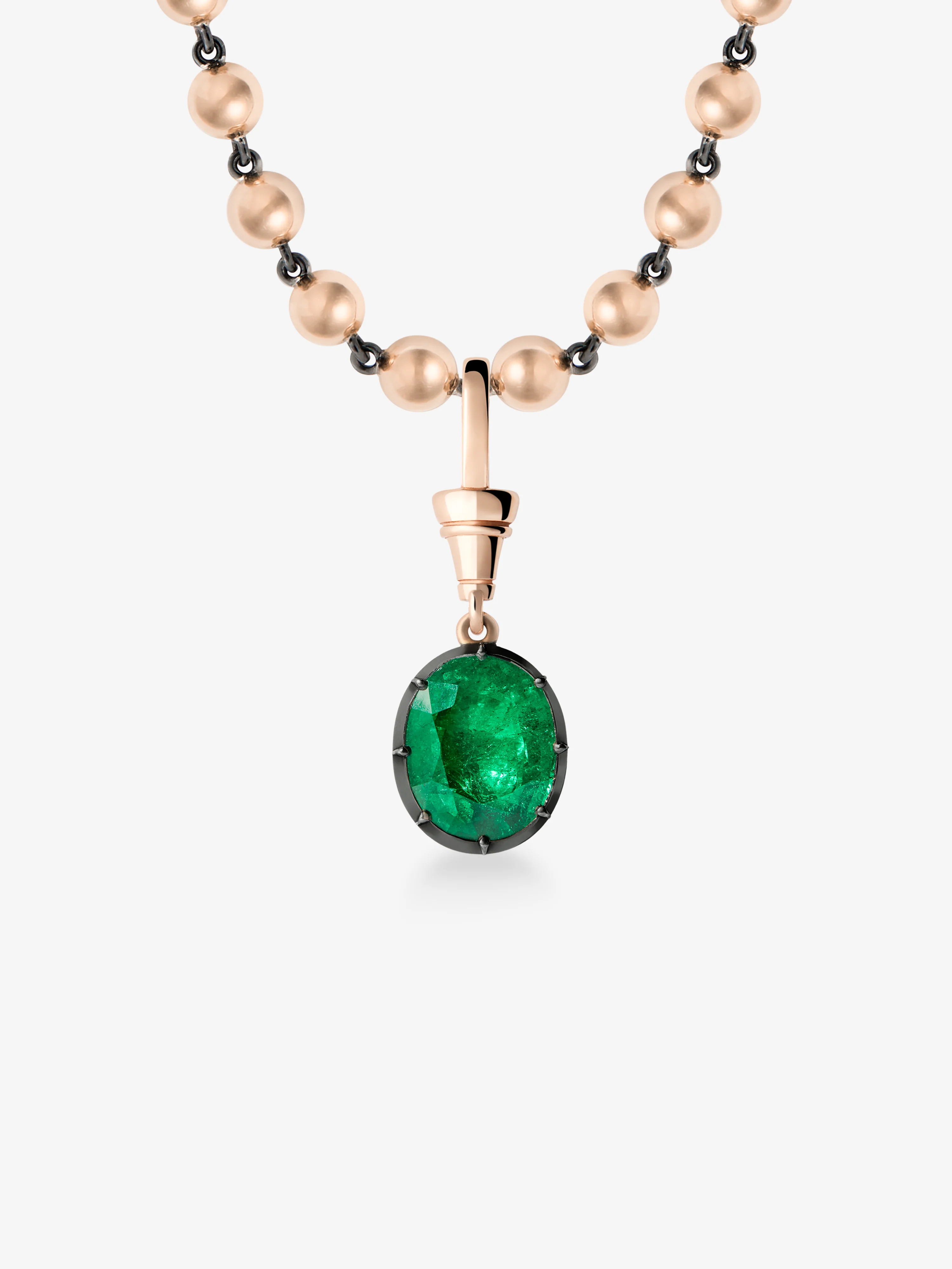 Ball n Chain 4.97ct Oval Cut Emerald Pendant - Image 2