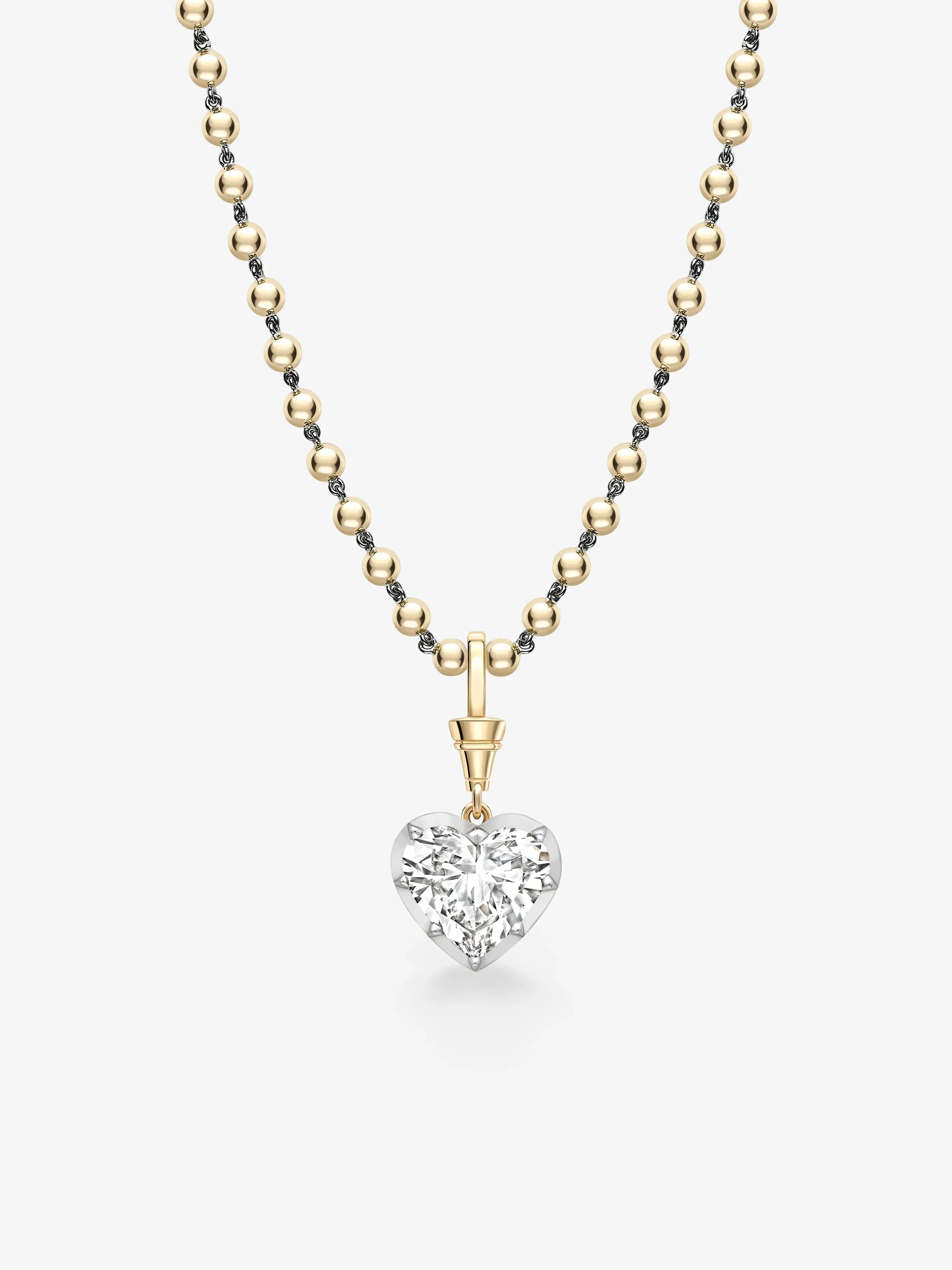 Ball n Chain 7.59ct Heart-Shaped Diamond Pendant - Image 2