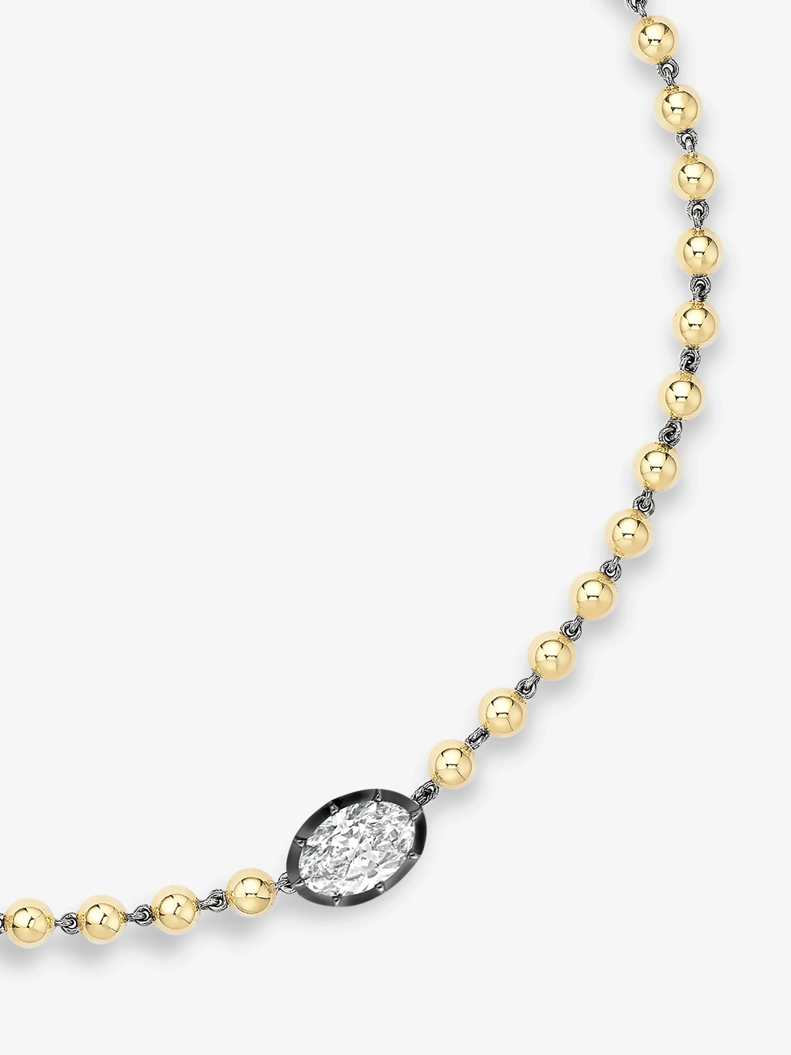 Ball n Chain East-West 2ct Oval Diamond 16" Necklace - Image 2