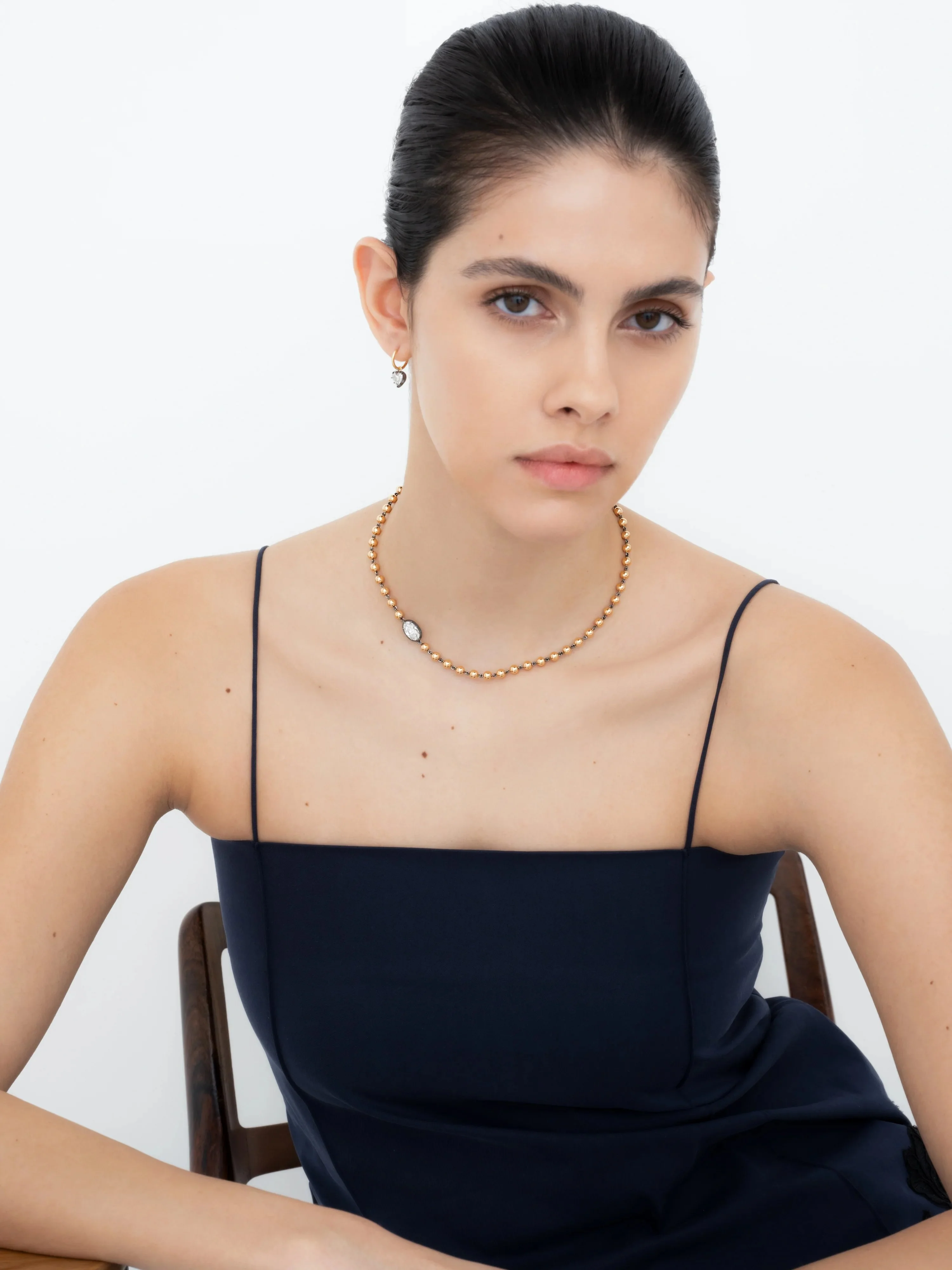 Ball n Chain East-West 2ct Oval Diamond 16" Necklace - Image 3