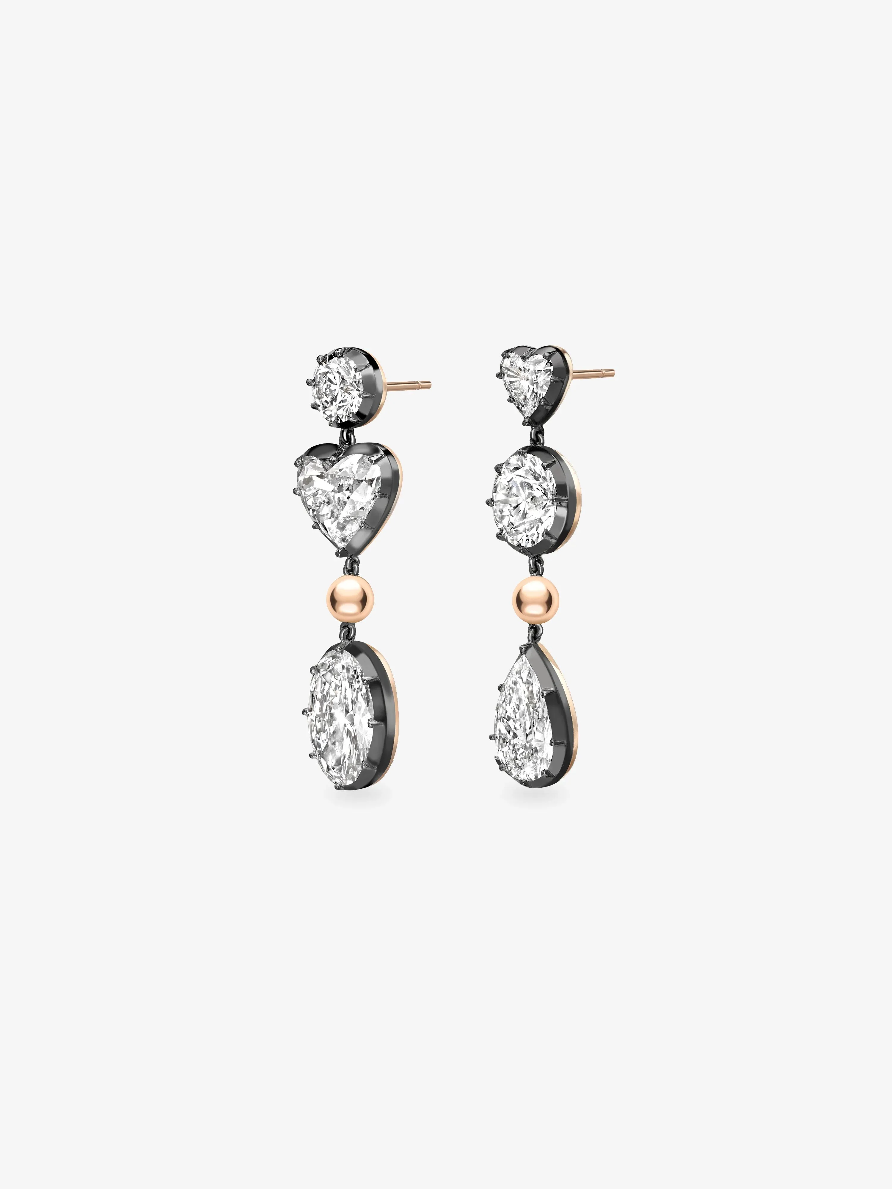 Ball n Chain Multi-Shape Diamond Earrings - Image 2