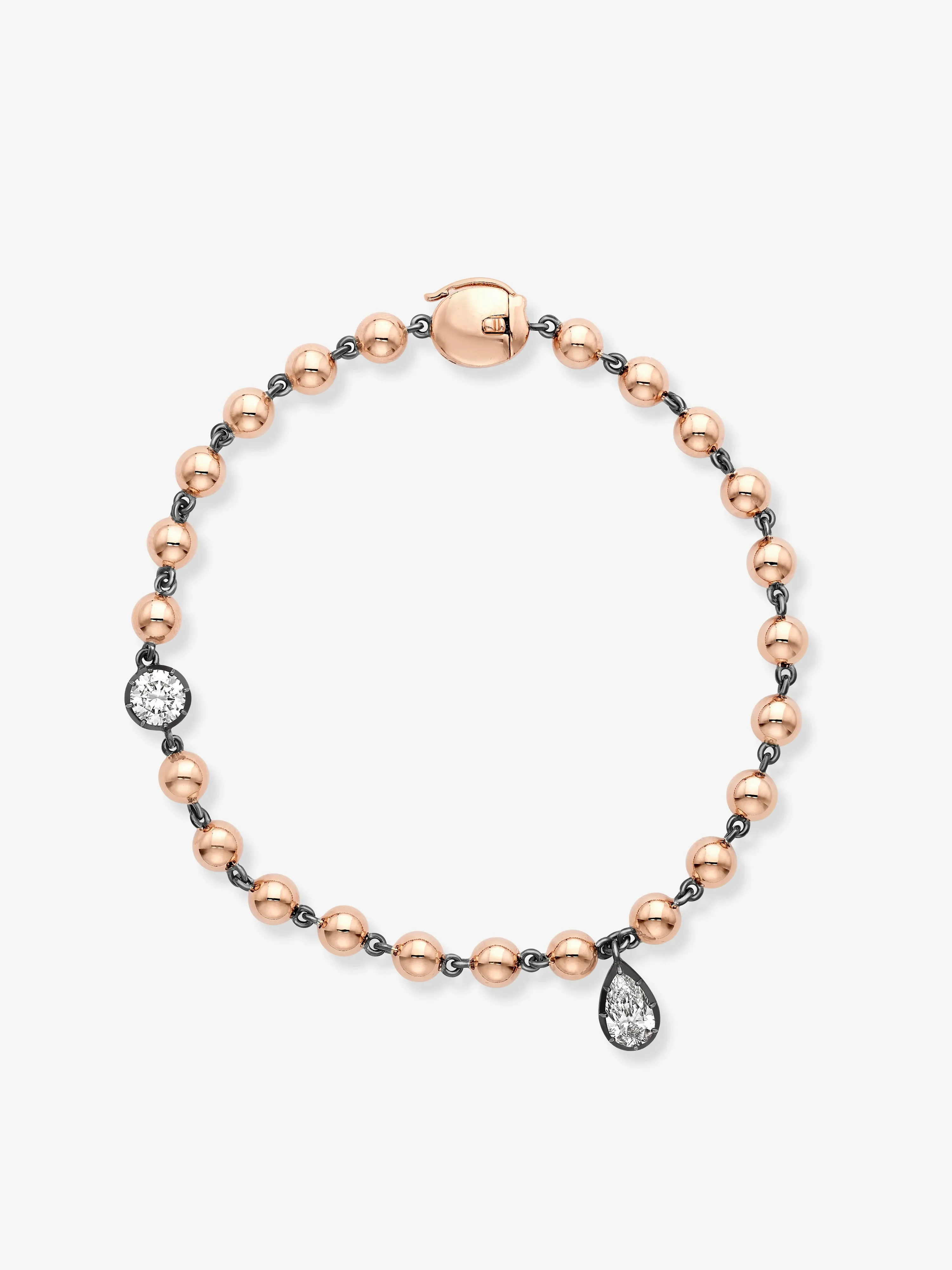 Ball n Chain Rose Gold Multi Diamond Bracelet