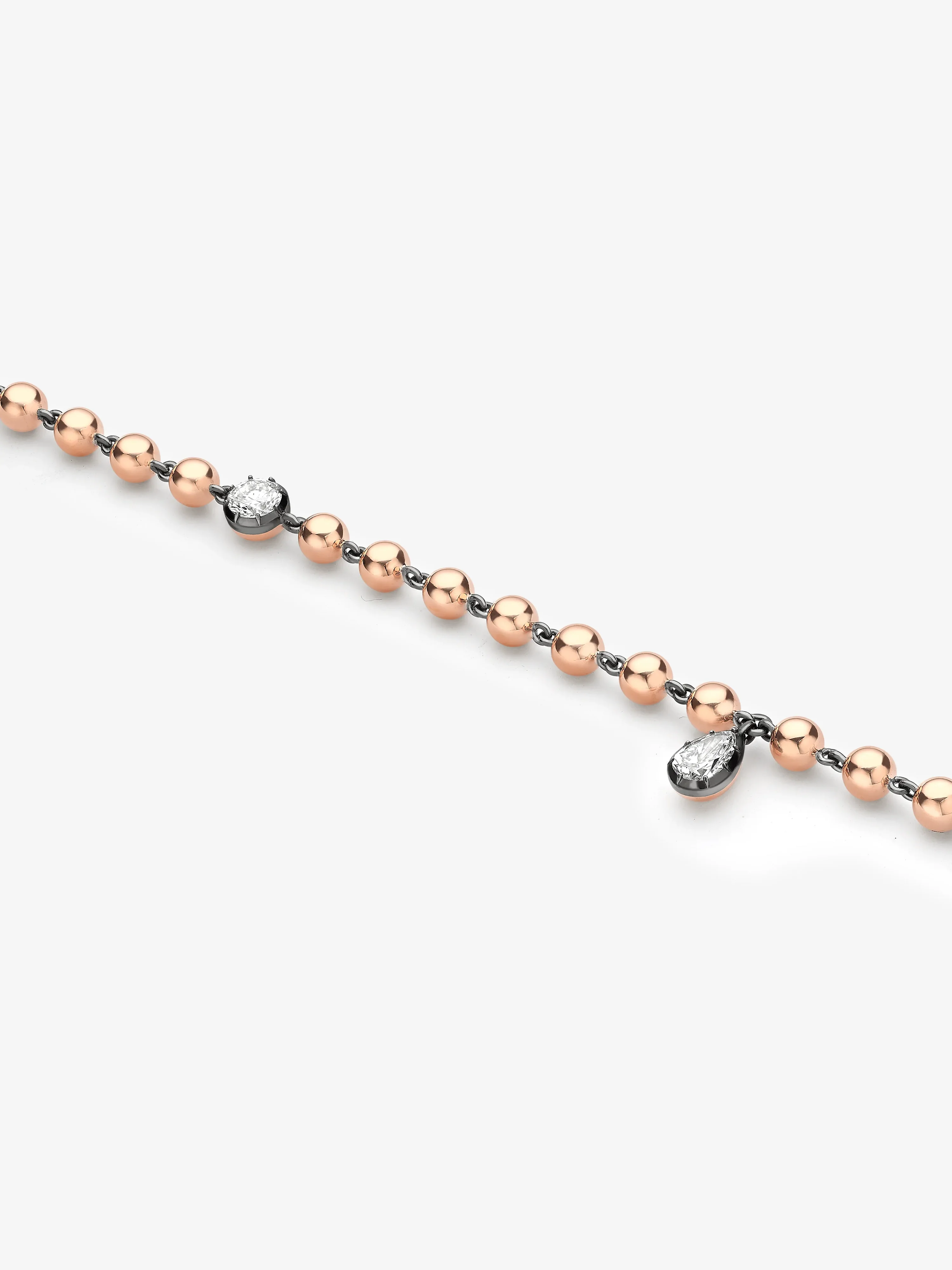 Ball n Chain Rose Gold Multi Diamond Bracelet - Image 2