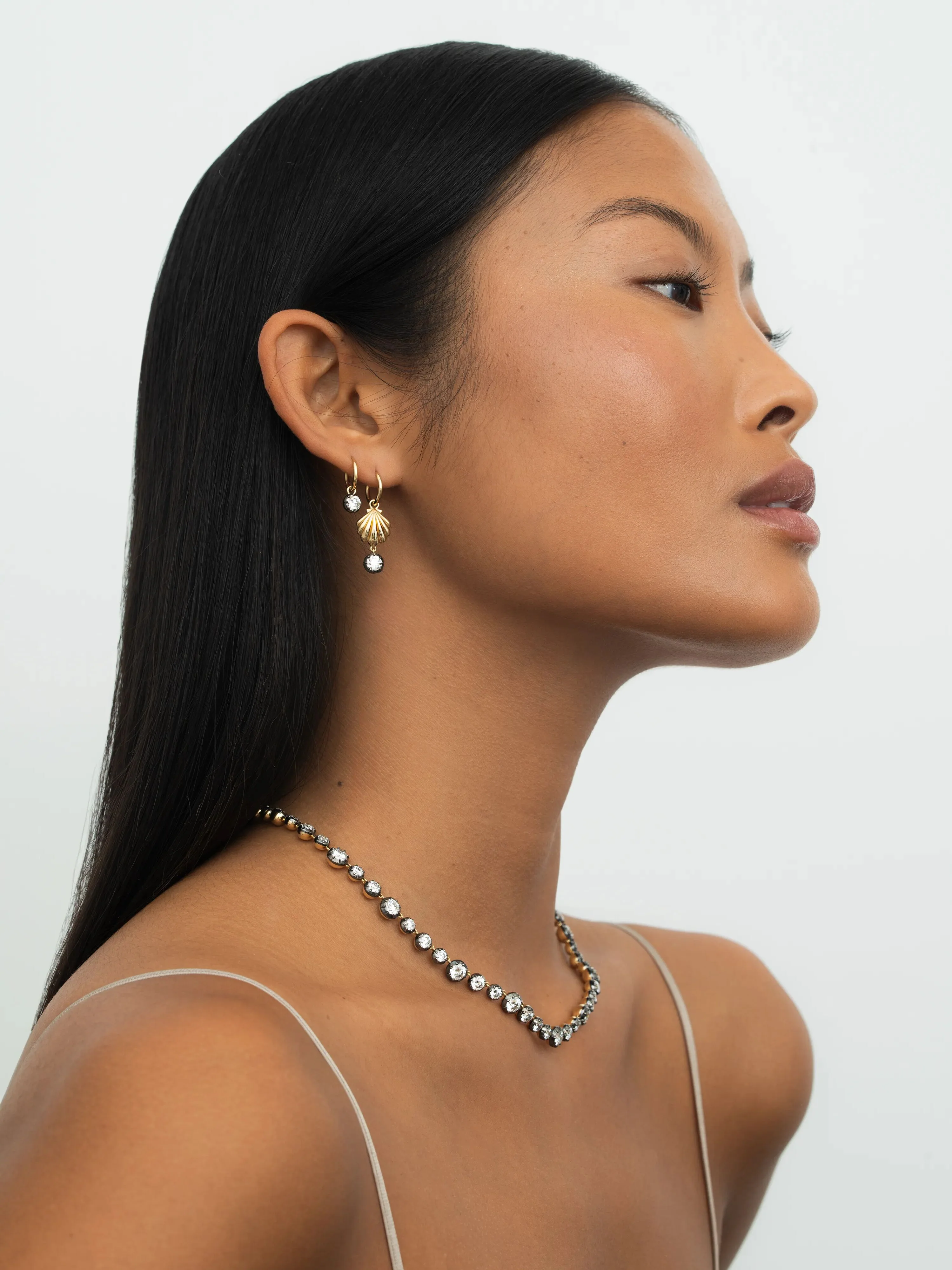 Beaches Shell & 0.40ct Diamond Gypset Hoop Earrings - Image 3