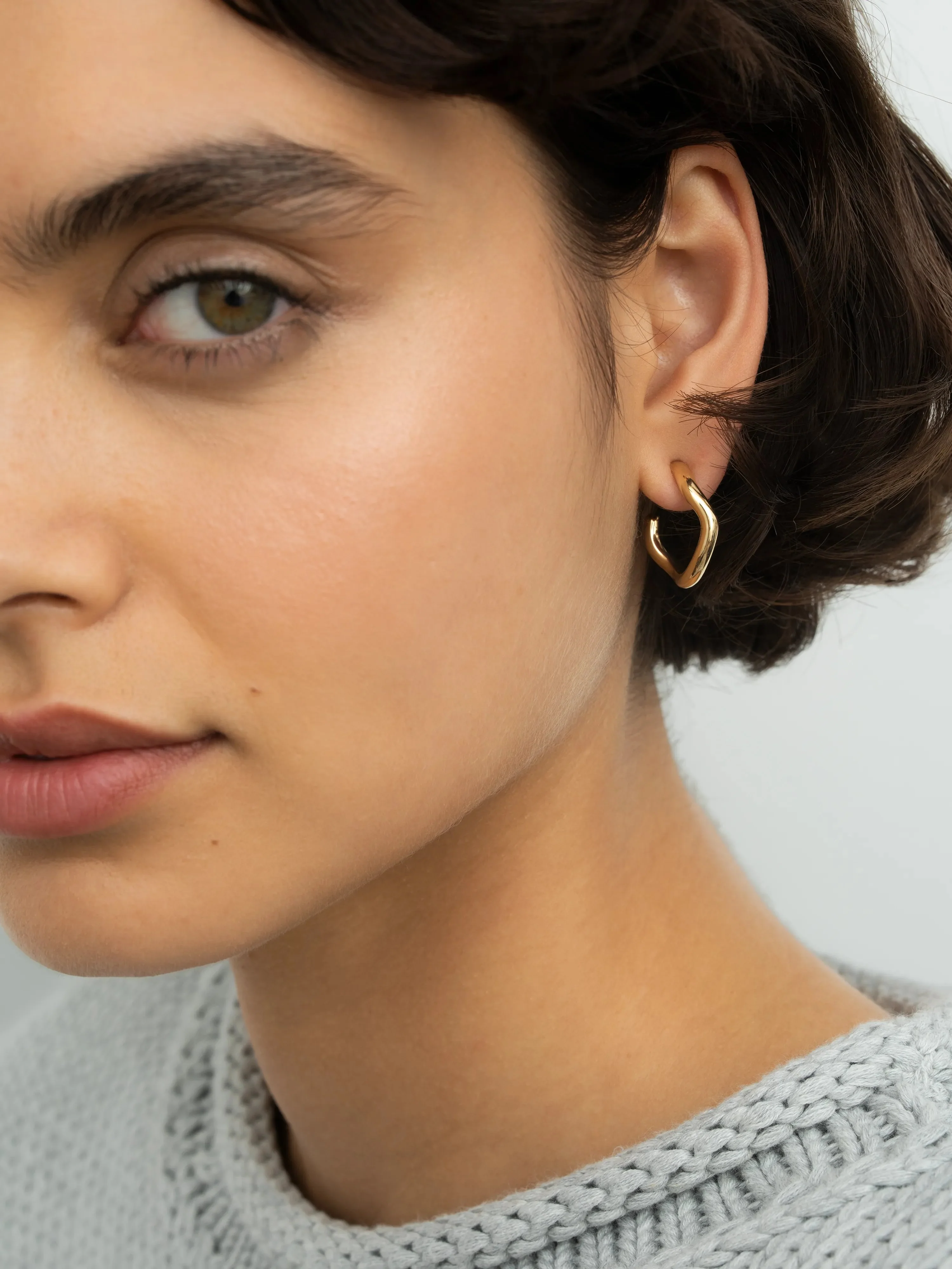 Carmela Gold Spaghetti Hoop Earrings - Image 3