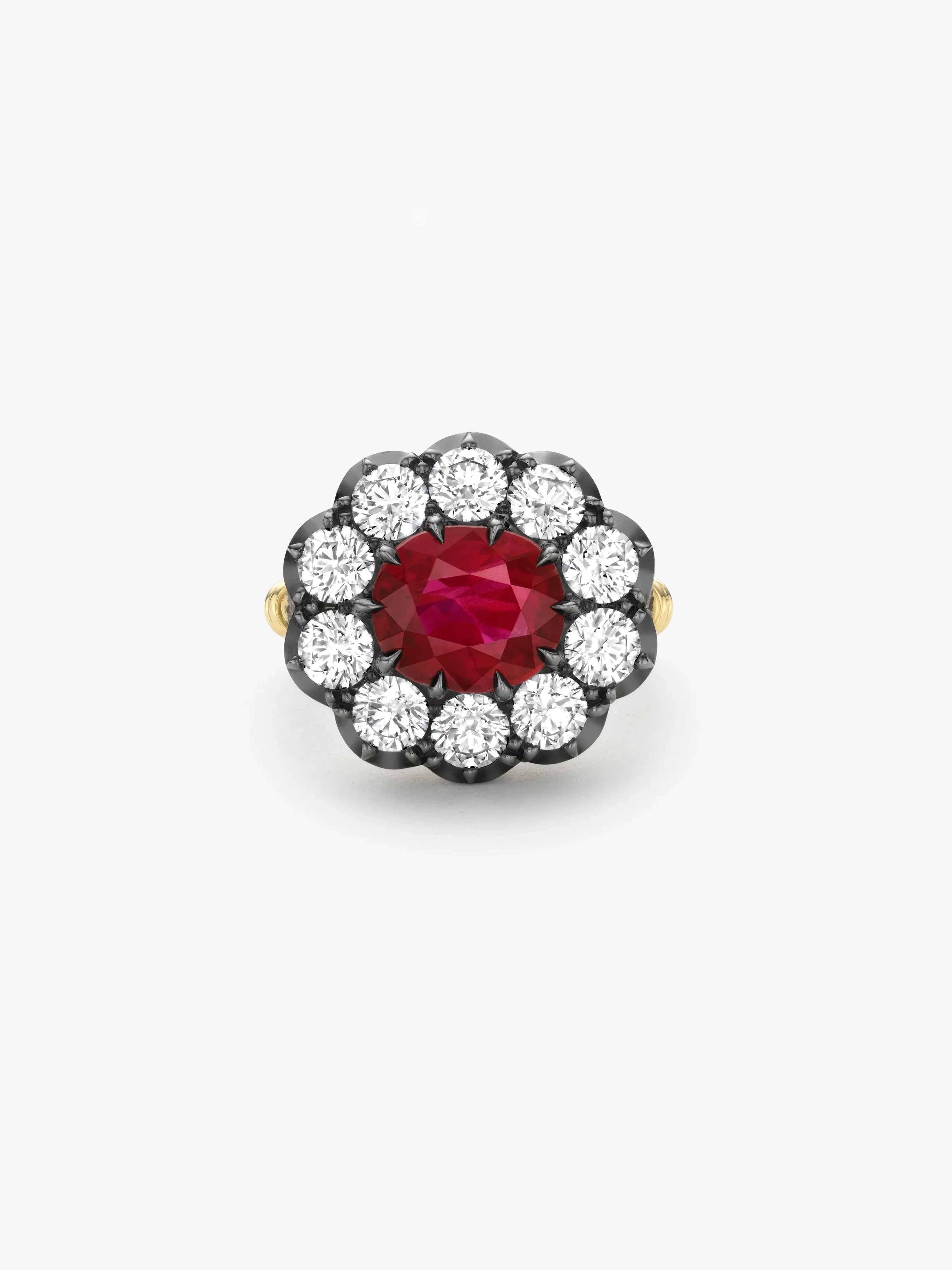 Chubby Daisy Ruby Halo Ring
